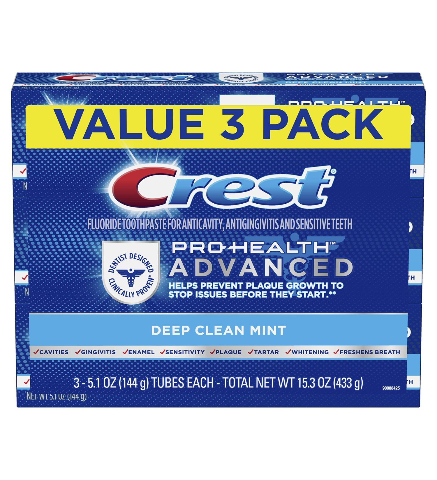 Crest Pro Health Advanced Deep Clean Toothpaste Mint 5.1 oz - Pack of 3 | New Version - Buy Online on GoSupps.com