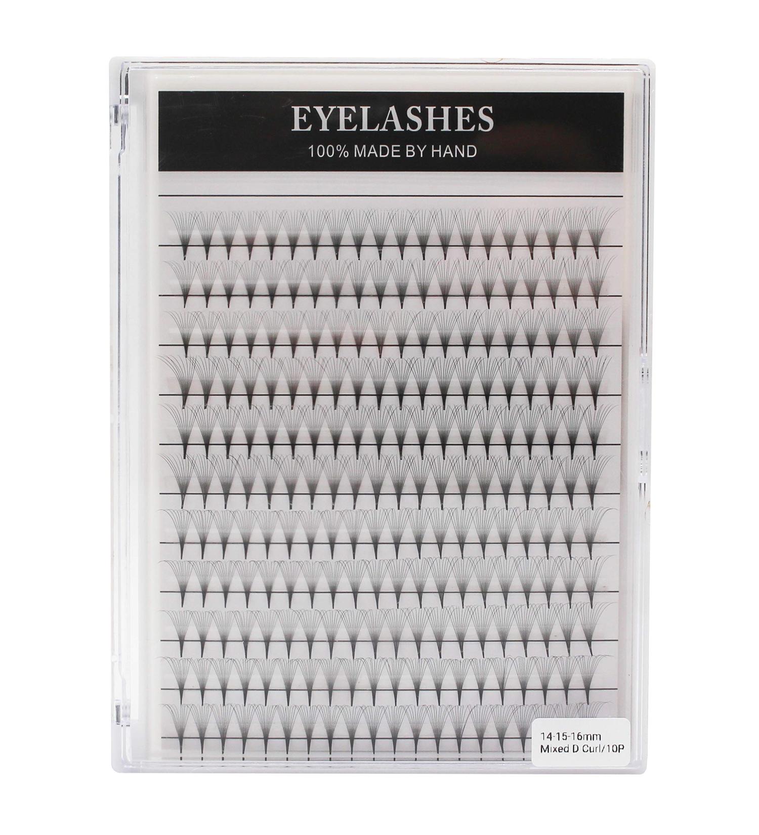Large Tray Dedila Long Stem D Curl 10D Volume Premade Fans - Mixed Lengths 8-14mm | Premium Individual False Eyelashes Extensions - Buy Online on GoSupps.com