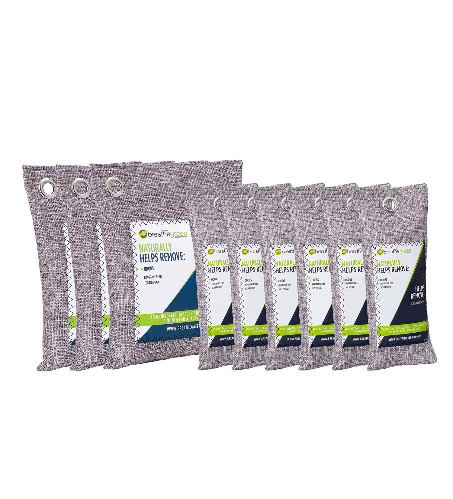 Breathe Green Bamboo Charcoal Bags (9-Pack) - Natural Odor Absorber & Moisture Eliminator for Home, Pets, Shoes, Closet, RV - Activated Charcoal Freshener - Buy Online on GoSupps.com