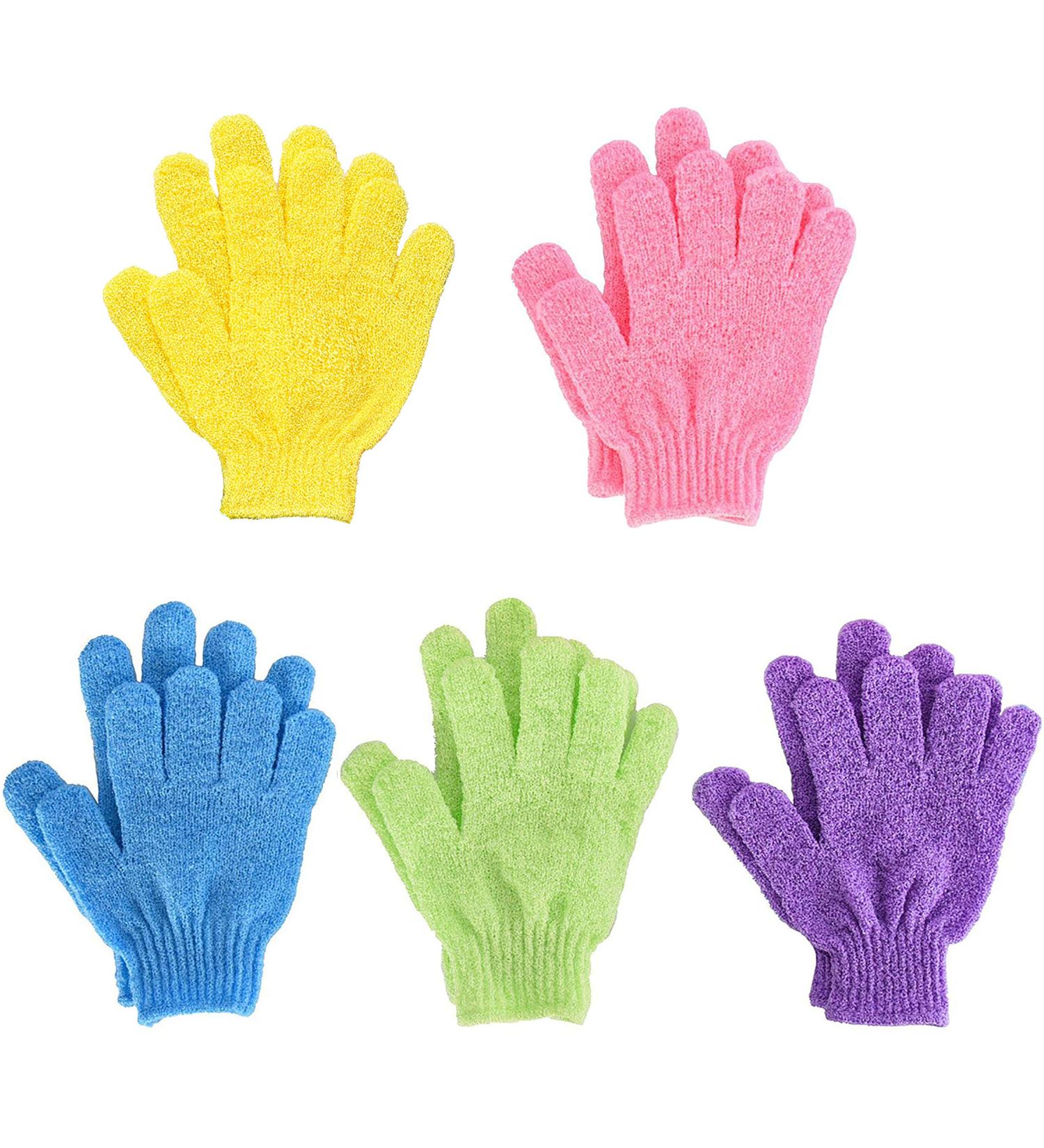 Buy Shower Gloves & Bath Gloves - Double-Sided Nylon 10 Pieces 5 Colors for Men Women & Children - International Shipping Available - Buy Online on GoSupps.com