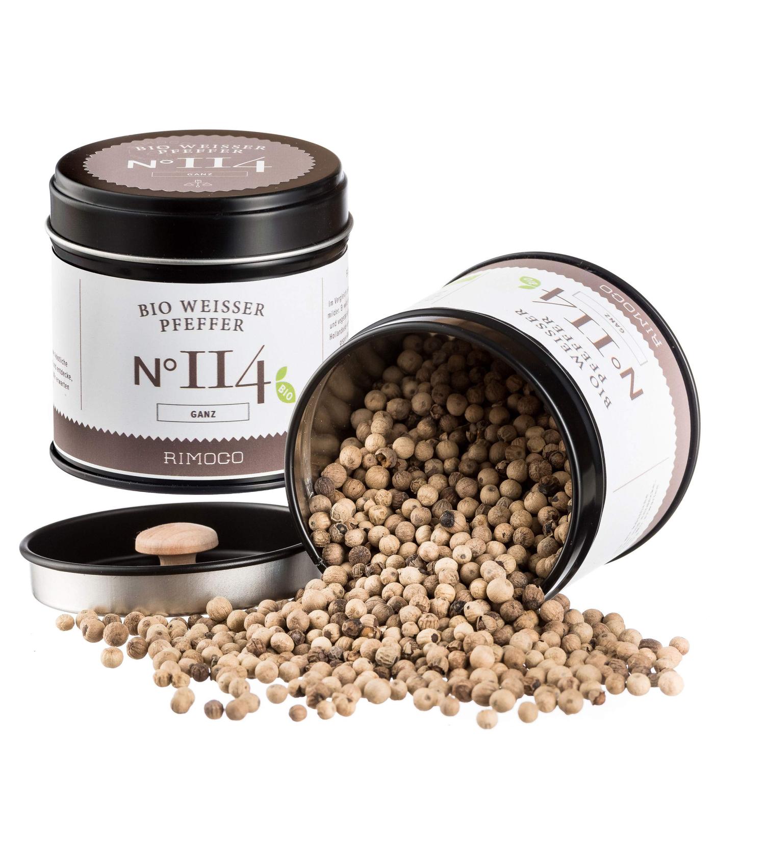 Rimoco N 114 Organic White Peppercorns - Malabar Pepper - 80g Aromatic Spice Jar | Sweet & Mild Flavor | DE- KO-007 Certified - Buy Online on GoSupps.com