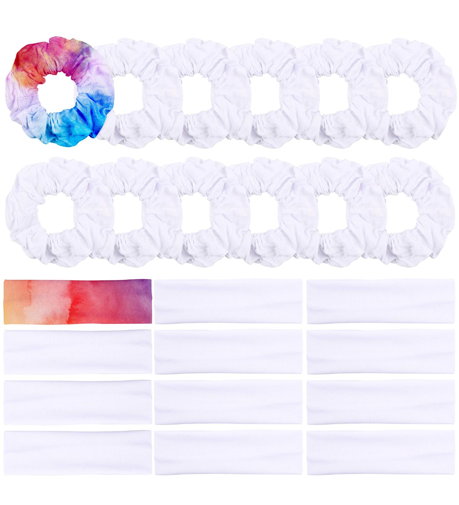 24 Pack White Cotton Hair Scrunchies for Tie Dye DIY - Elastic Headband Hair Ties for Women - Buy Online on GoSupps.com