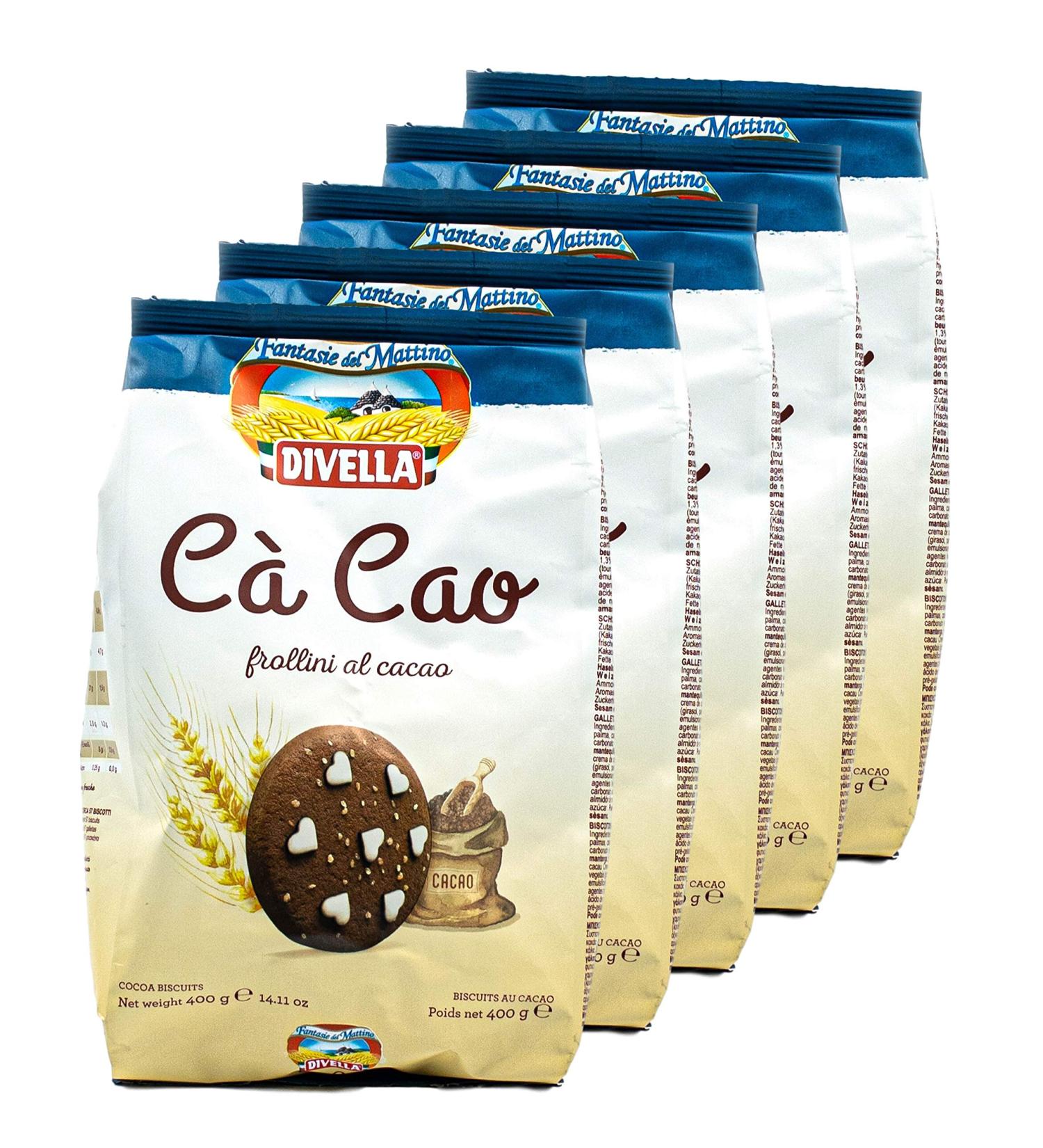  Divella Divella - Pack of 5 cao frollini al cacao in a 400g pack Butter Chip Cookies Biscuits with cocoa and sugar crystals traditionally Italian finish (sweets from Italy) - Buy Online on GoSupps.com