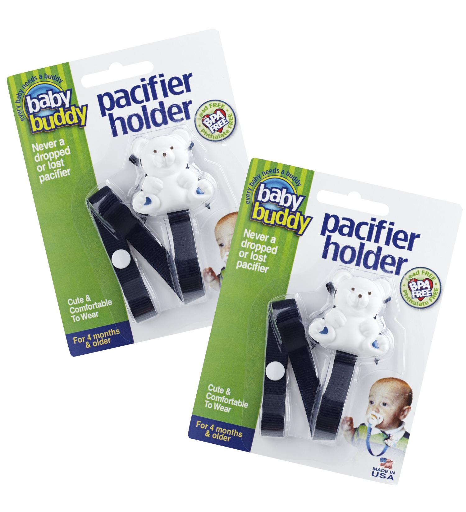 Baby Buddy Bear Pacifier Holder Clip - Pack of 2 Navy Clips | For Babies 4 Months & Up - Buy Online on GoSupps.com