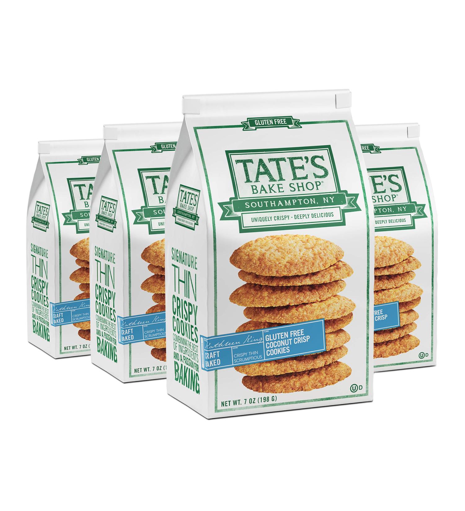 Tate's Bake Shop Gluten Free Coconut Crisp Cookies - 4 Pack of 7 oz Bags - Buy Online on GoSupps.com