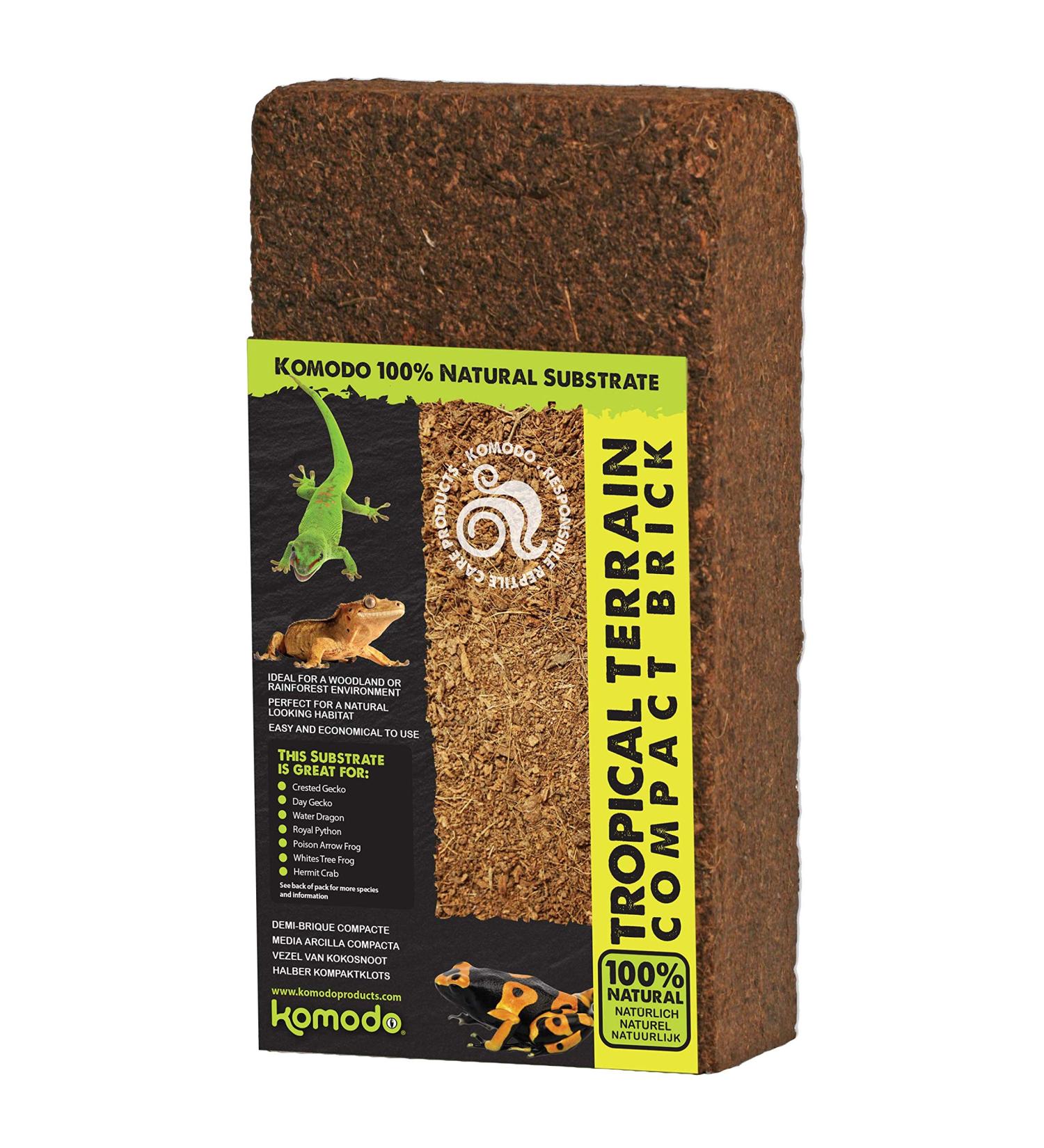 Komodo Tropical Terrain Compact Brick Natural Substrate for Woodland or Rainforest Habitats Standard Single