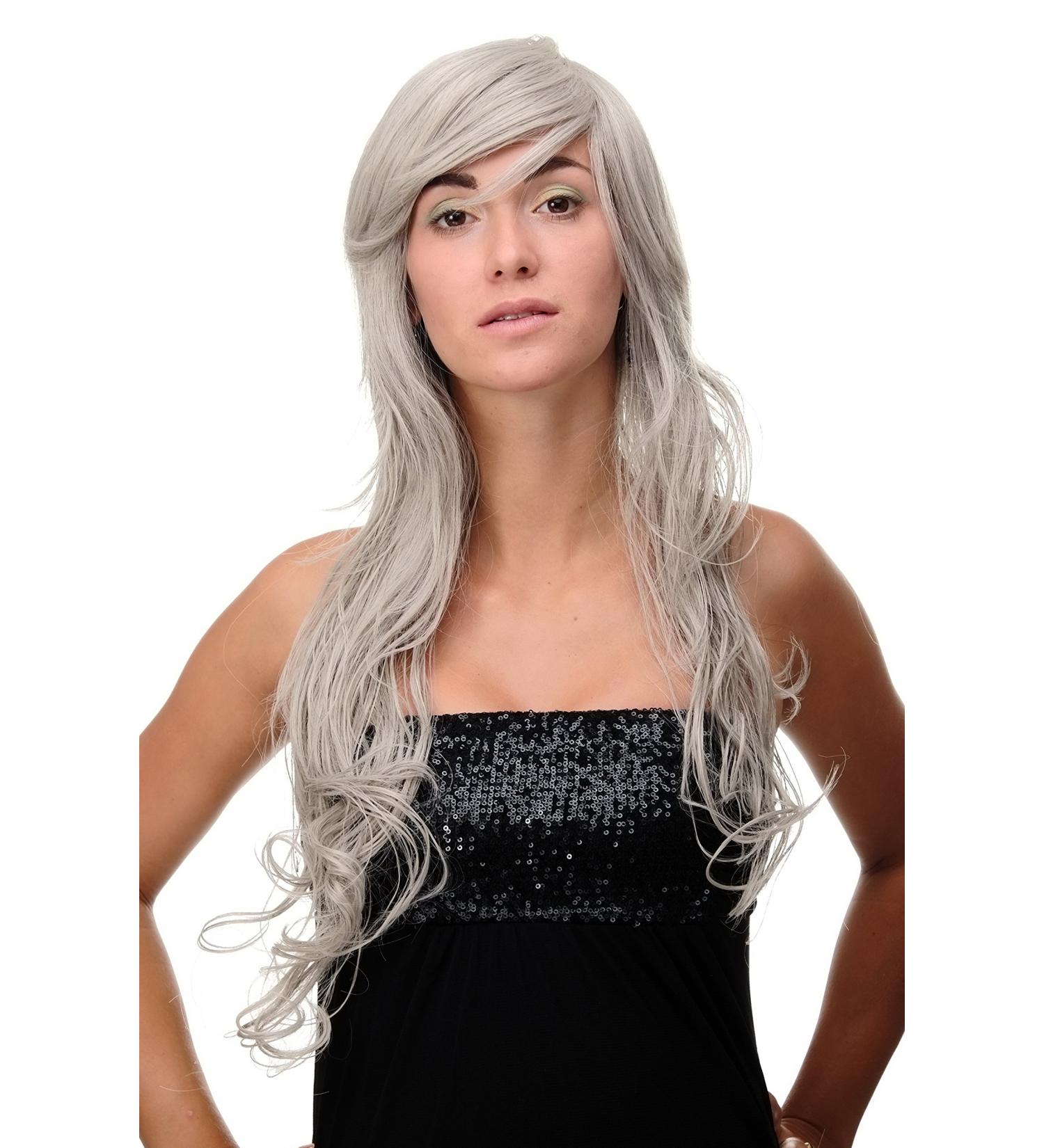 Ladies WIG ME UP - Grey Silver Black Mix Wavy Very Long Wig 70 cm - Curly Style for International Shipping - Buy Online on GoSupps.com