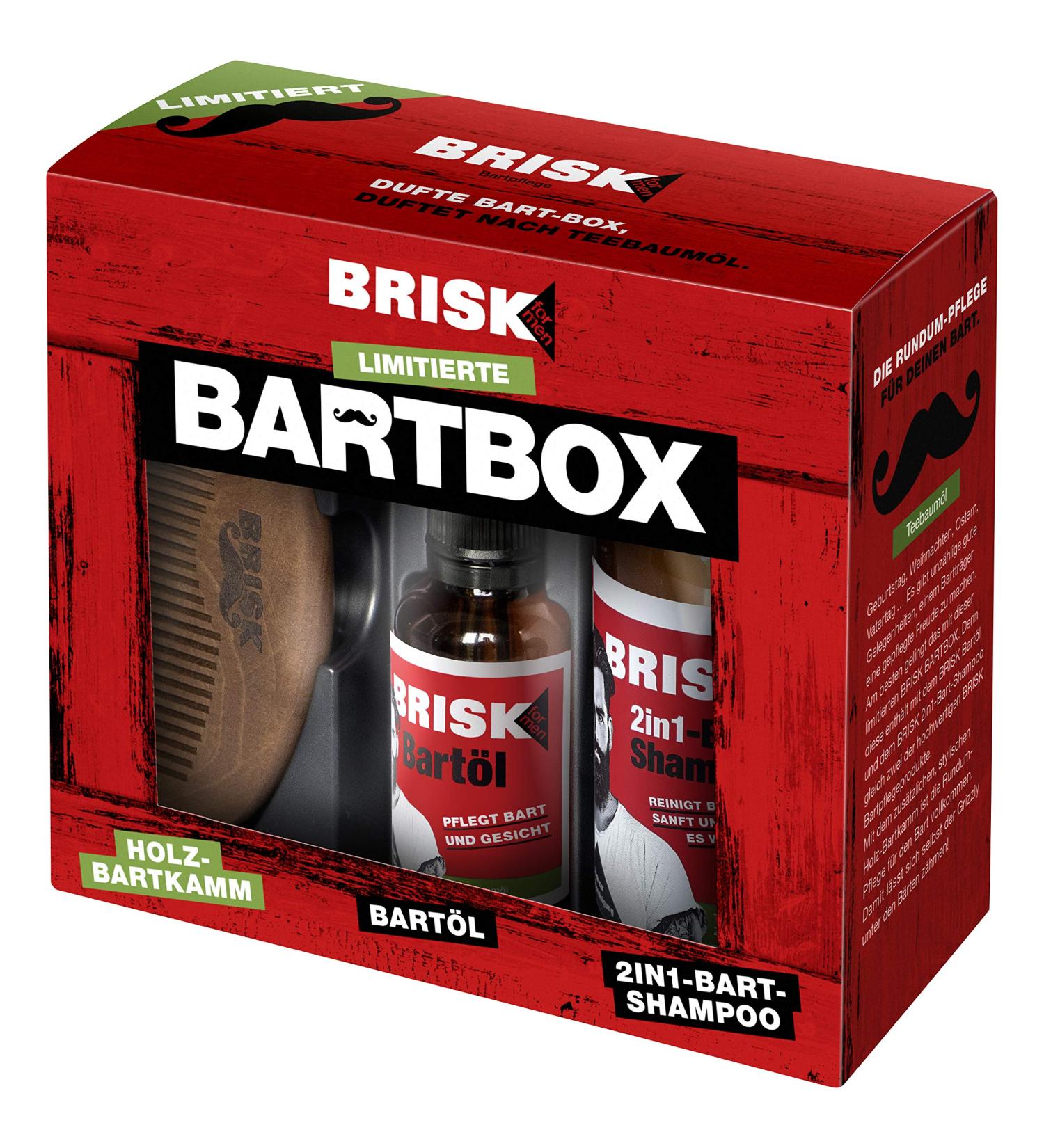 Brisk Bart Limited Edition Gift Set - Premium Beard Oil Shampoo & Stylish Wooden Comb | Perfect Grooming Gift for Him - Buy Online on GoSupps.com