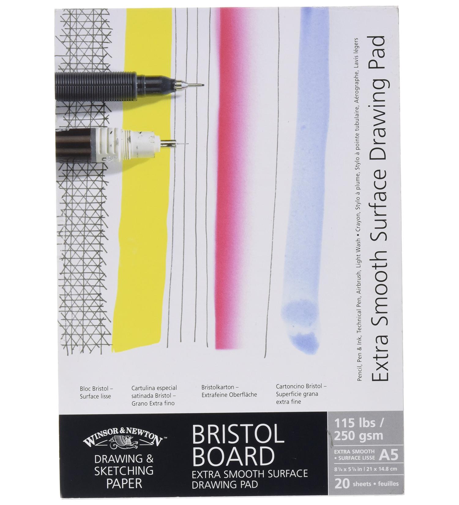 Winsor & Newton A5 Extra Smooth Bristol Board Gummed Pad Drawing pad - glued DIN A - Zeichenblock White