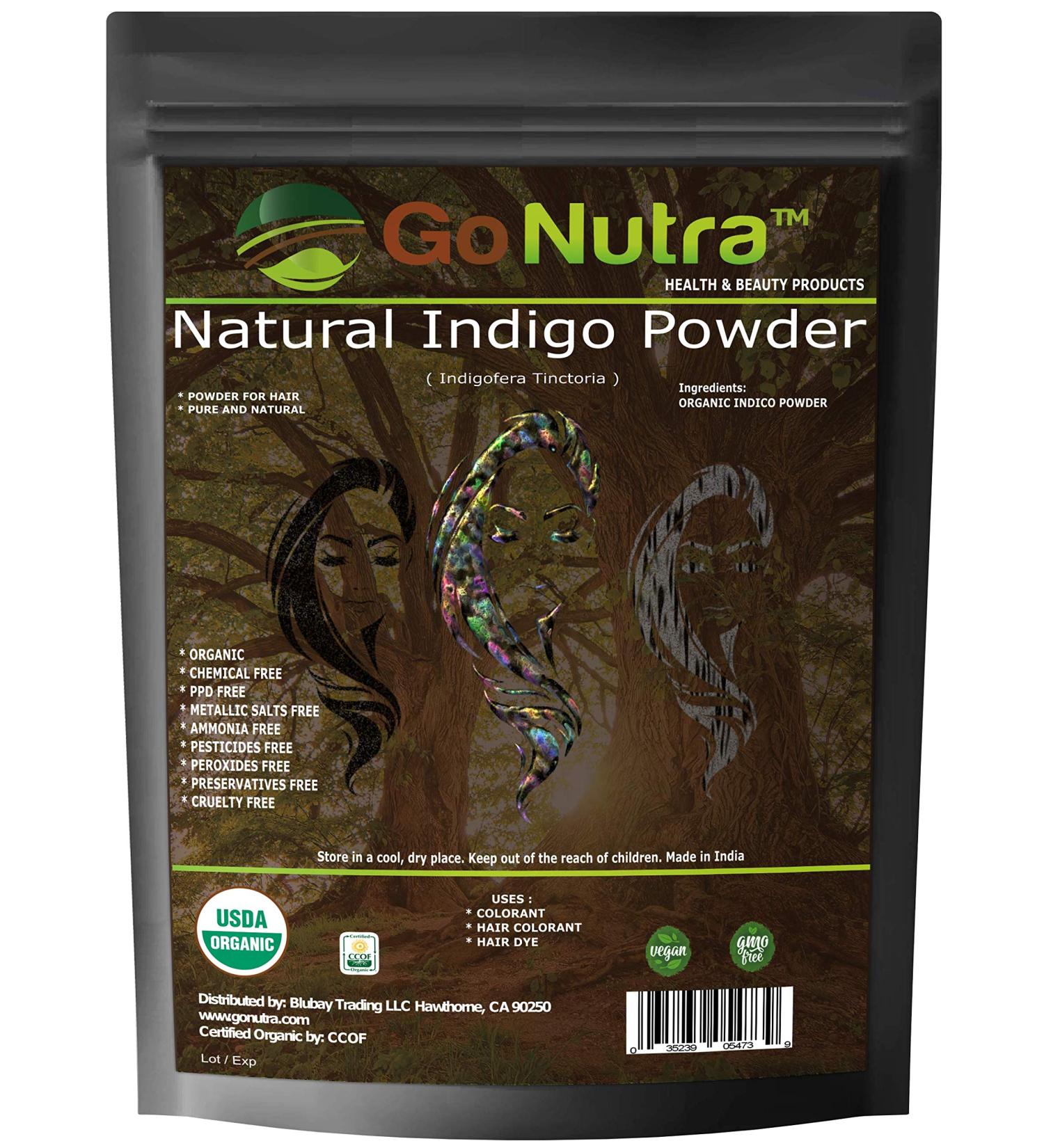 Organic Indigo Powder 4 oz - Natural Hair Color Dye & Conditioner | Indigofera Tinctoria for Healthy Hair - Buy Online on GoSupps.com