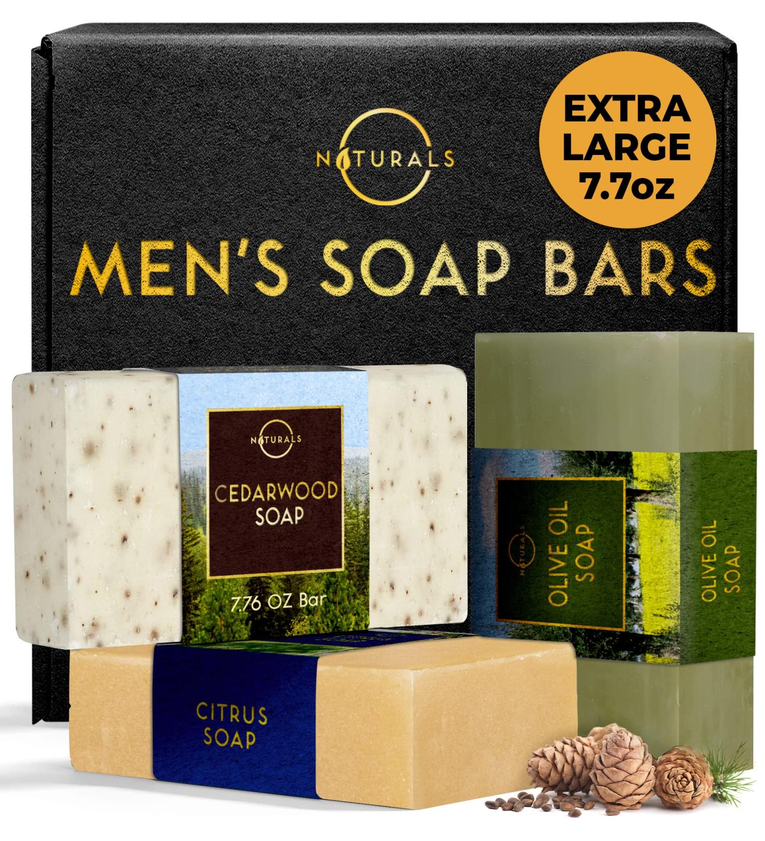 Men's Natural Exfoliating Soap Bar - 3-Pack with Citrus, Olive & Cedarwood - Organic and Energizing Body Soap Bars for Men - Buy Online on GoSupps.com