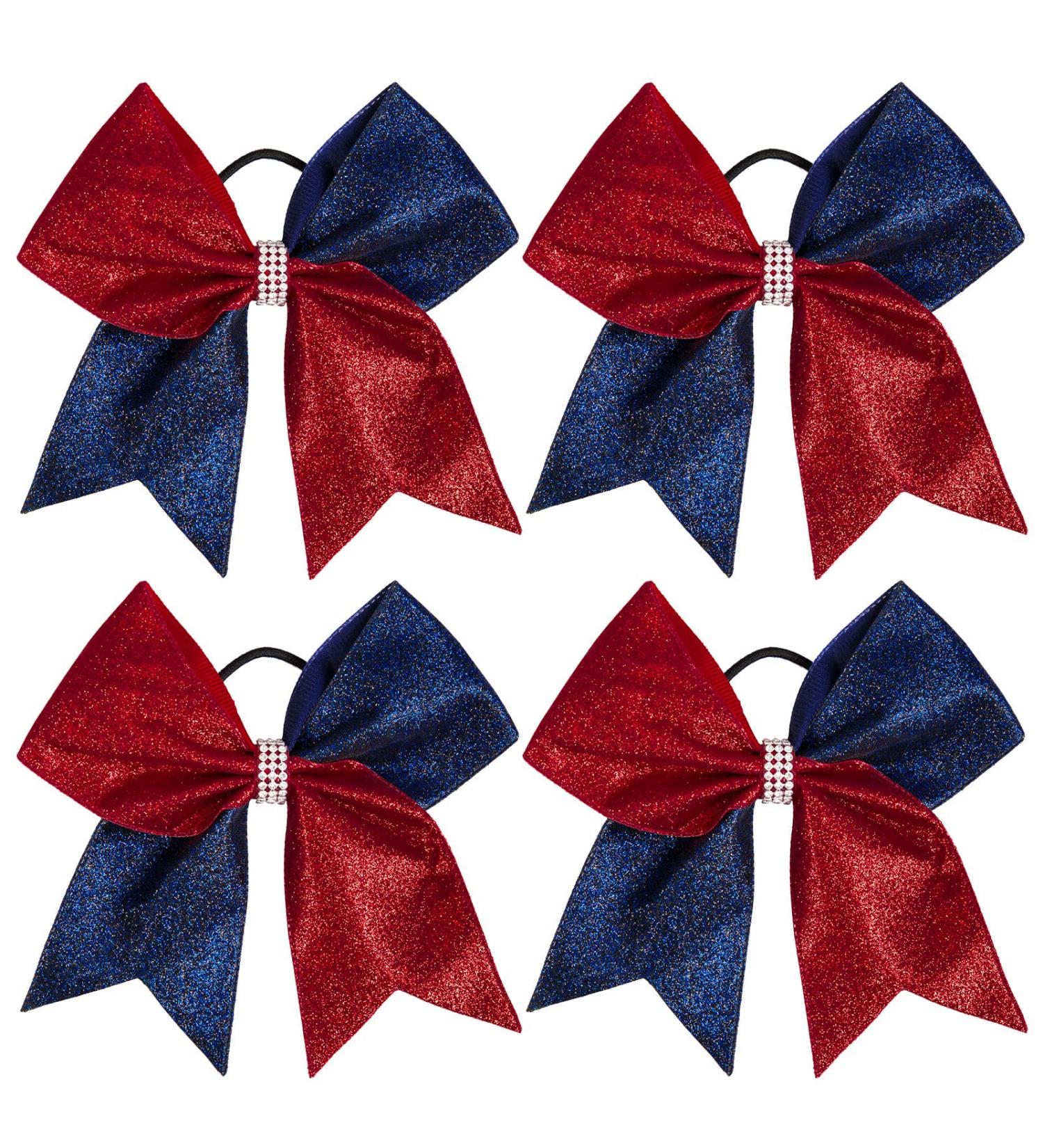 Whaline 4th of July Glitter Cheer Hair Bows - Patriotic Independence Day Hair Accessories for Teens Kids - 4Pcs - Buy Online on GoSupps.com