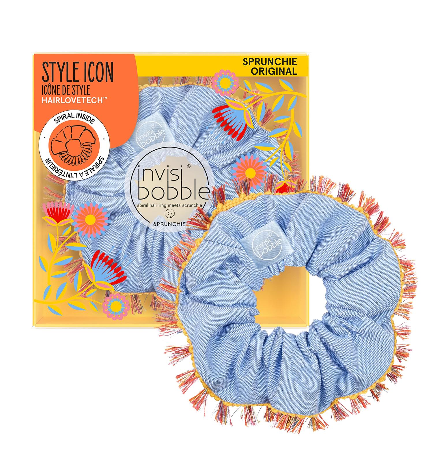 Invisibobble Sprunchie HOLA LOLA - Denim Hair Gum for Girls & Women | Strong Hold Fabric Hair Tie | Limited Edition Flores & Bloom - Buy Online on GoSupps.com