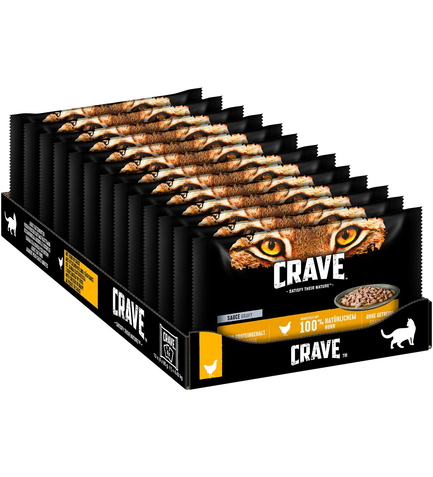 CRAVE Cat Portion Bag Multipack Sauce with Chicken - 13 x 4 x 85g | Premium Cat Food for International Shipping - Buy Online on GoSupps.com