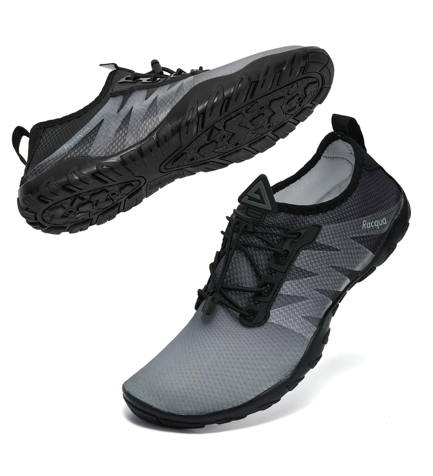 Racqua Water Shoes - Quick Dry Gradient Aqua Shoes - 11 Women/10 Men - HD131M Grey/Black - Buy Online on GoSupps.com
