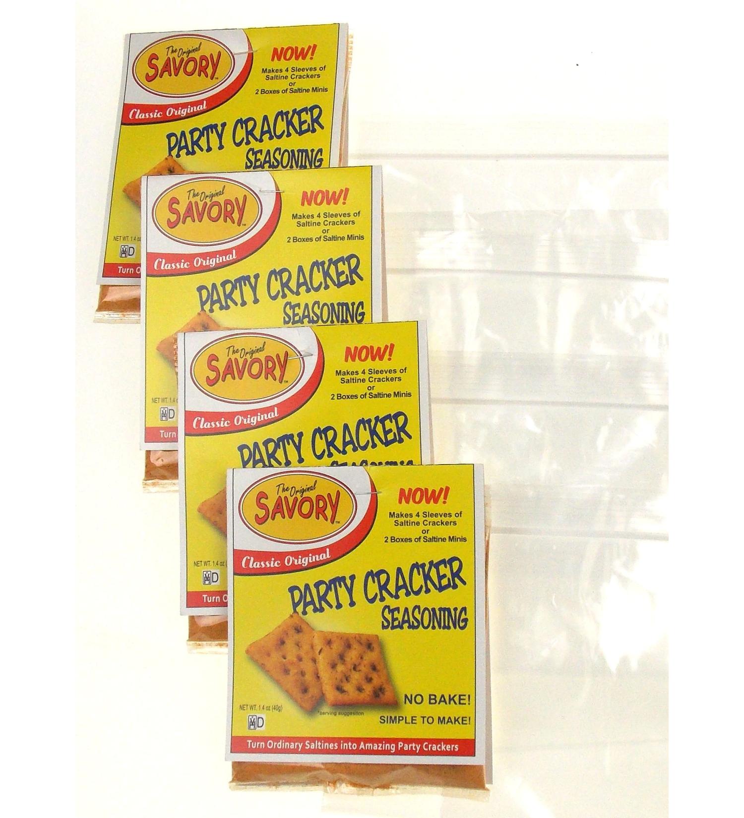 Savory Saltine Seasoning Bundle - 4 Packs Classic Original Flavor + 4 Zip Top Bags (15.5" X 12")