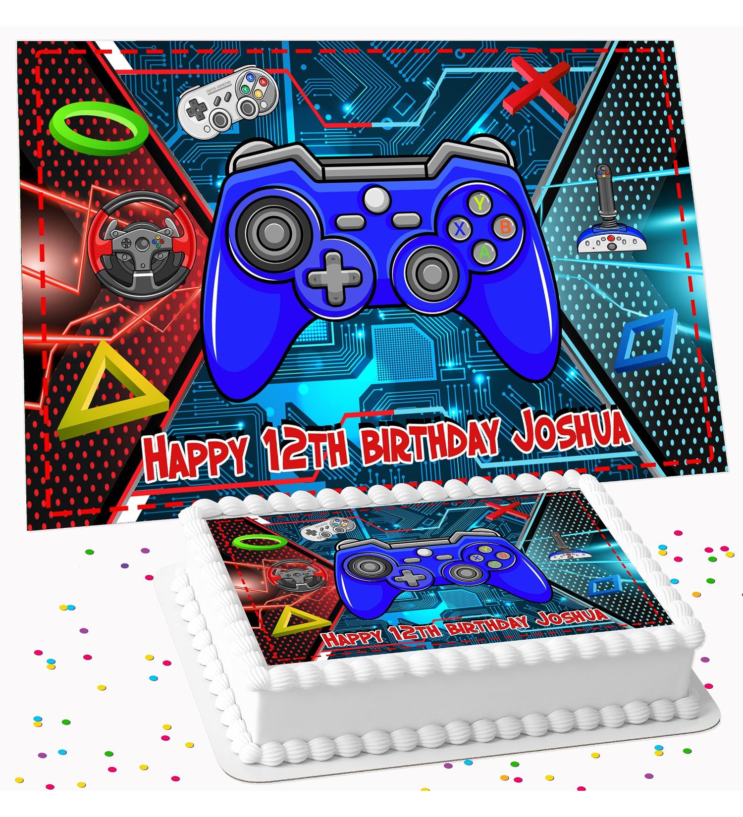 GAMING PARTY BIRTHDAY PERSONALISED ICING EDIBLE COSTCO CAKE TOPPER R1-3203