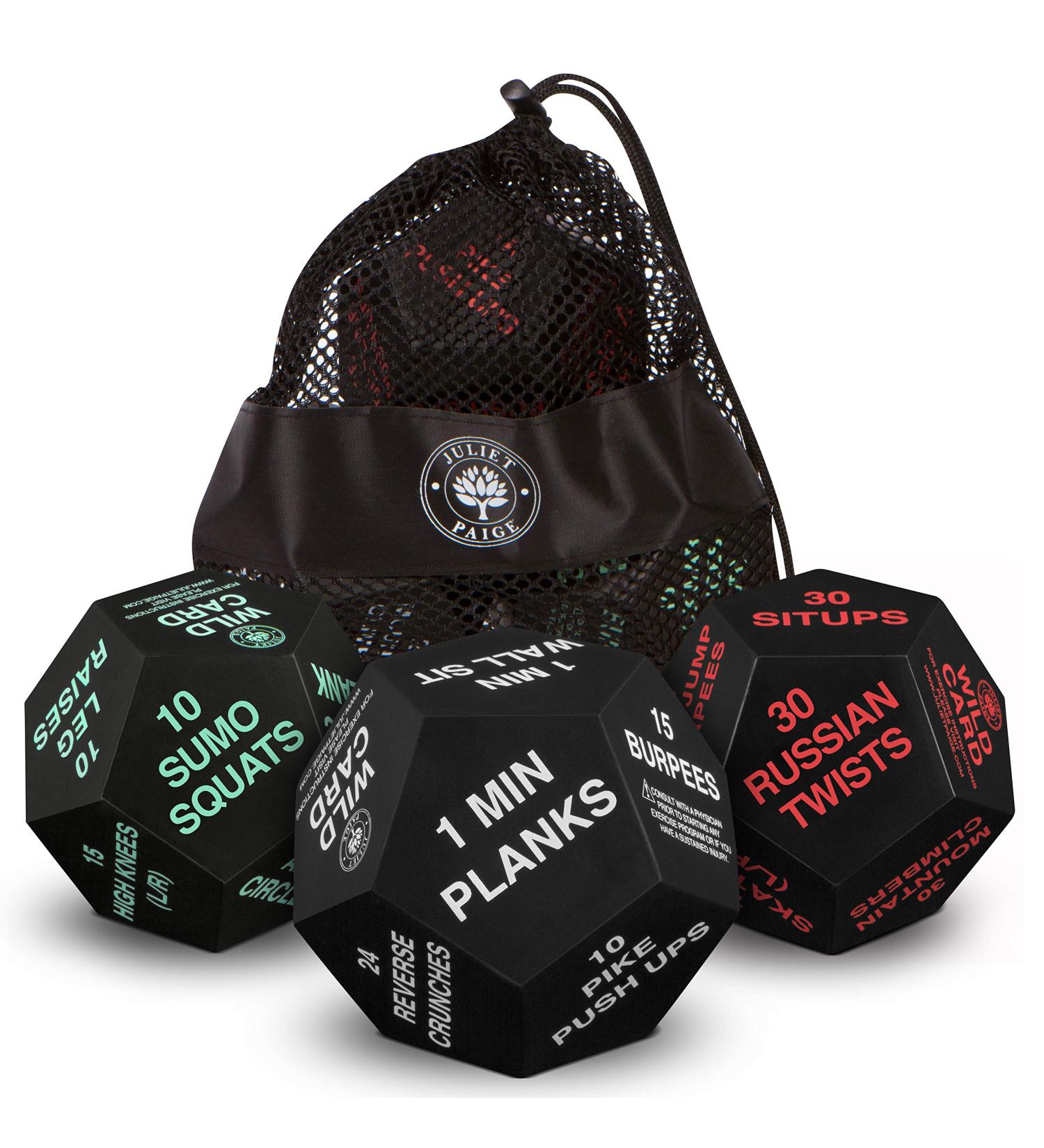 Juliet Paige Exercise Dice for Home Fitness Workouts - Green, White, Red - Cardio, HIIT, Sports - Buy Online on GoSupps.com