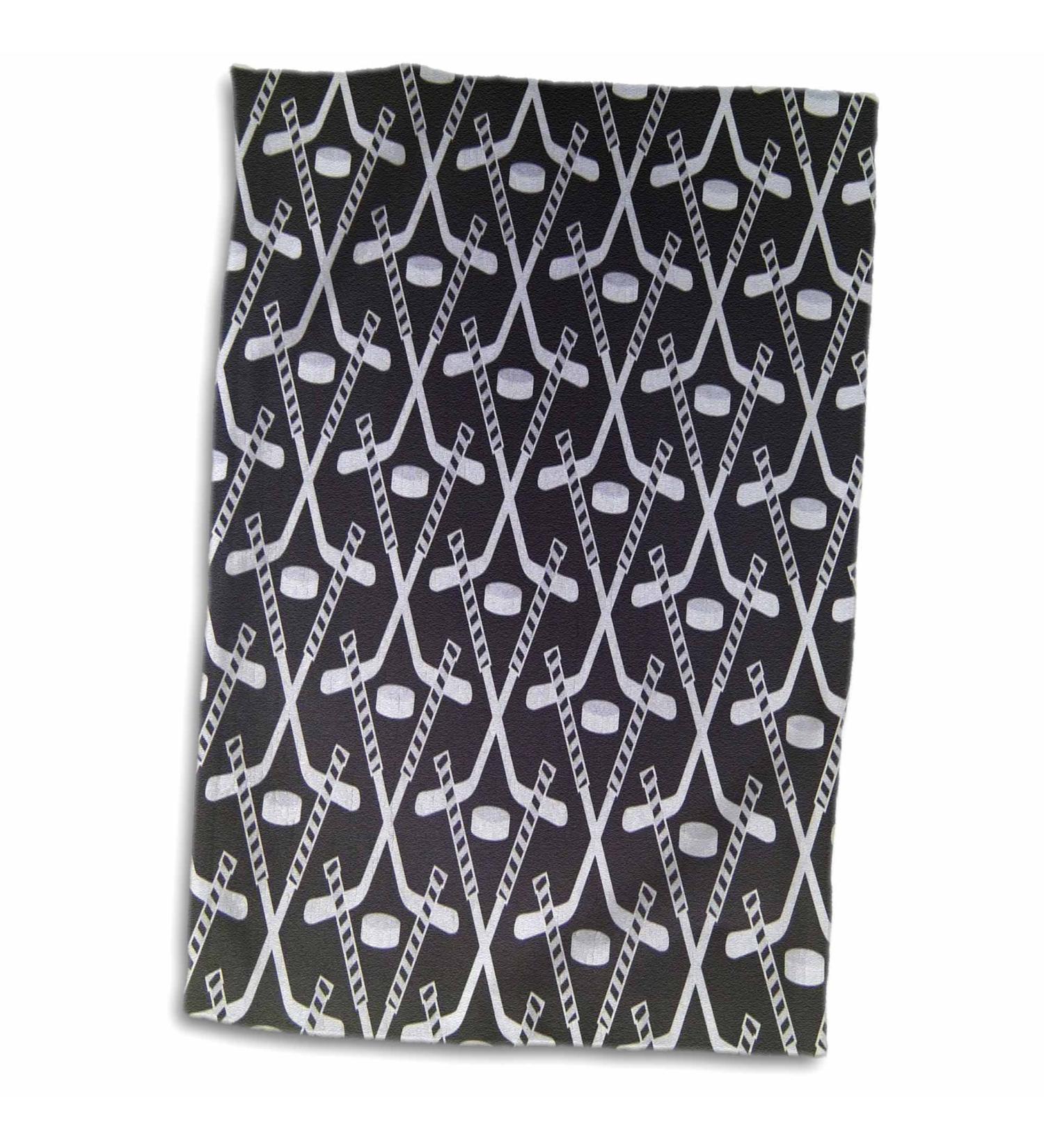3D Rose White Hockey Sticks on Black Towel - 15 x 22 | TWL_35276_1 - Buy Online on GoSupps.com