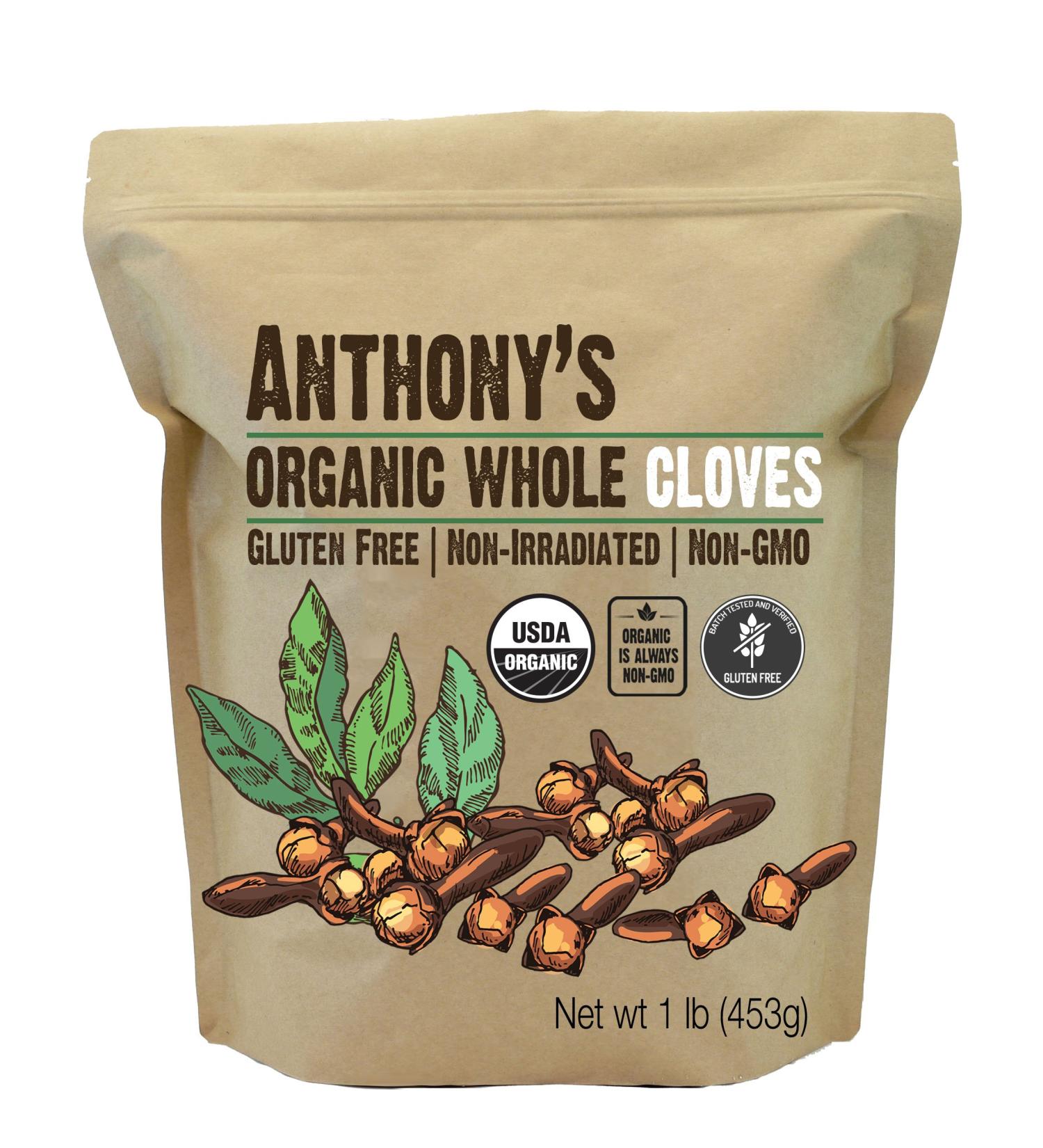 Anthony's Organic Whole Cloves 1 lb - Gluten Free, Non GMO, Non Irradiated, Keto Friendly - Buy Online on GoSupps.com