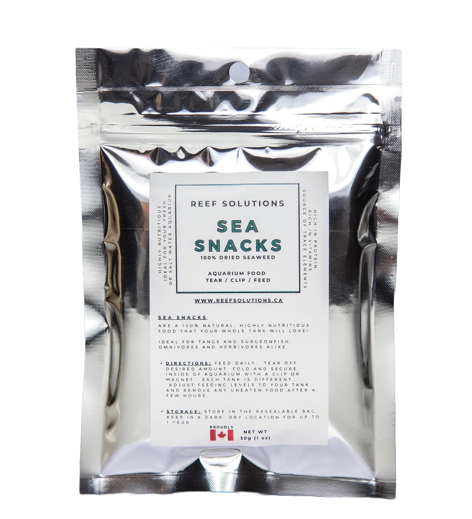 Reef Solutions Sea Snacks - Premium Dried Seaweed - 1 oz (30g) - Ideal Nutrition for Your Aquarium Fresh or Saltwater The Best Available Quality Stays Together Longer - Buy Online on GoSupps.com
