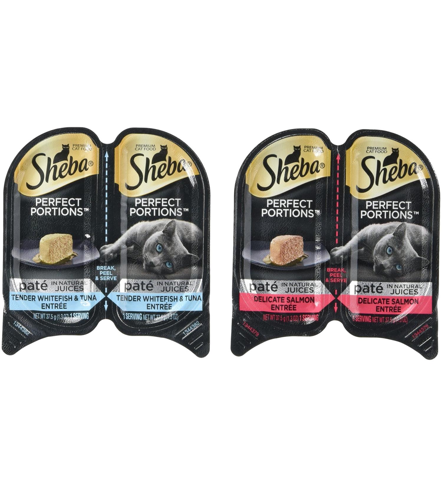 Sheba Perfect Portions Wet Cat Food - Delicate Salmon & Whitefish/Tuna Entrees (12 Twin-Pack Trays) - Buy Online on GoSupps.com
