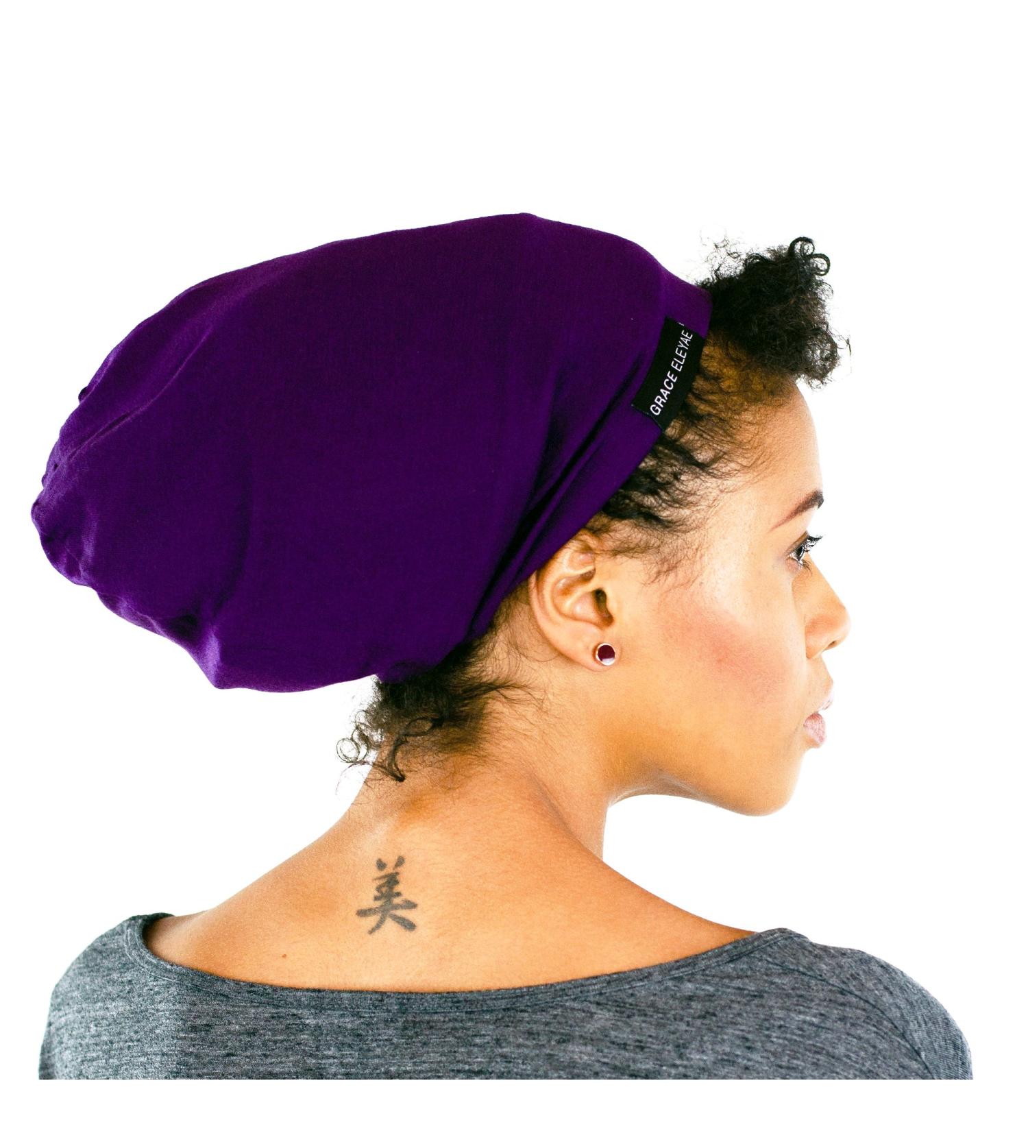 Grace Eleyae Women's Satin Lined Sleep Cap - Purple | Soft & Stylish Hair Care Beanie - Buy Online on GoSupps.com