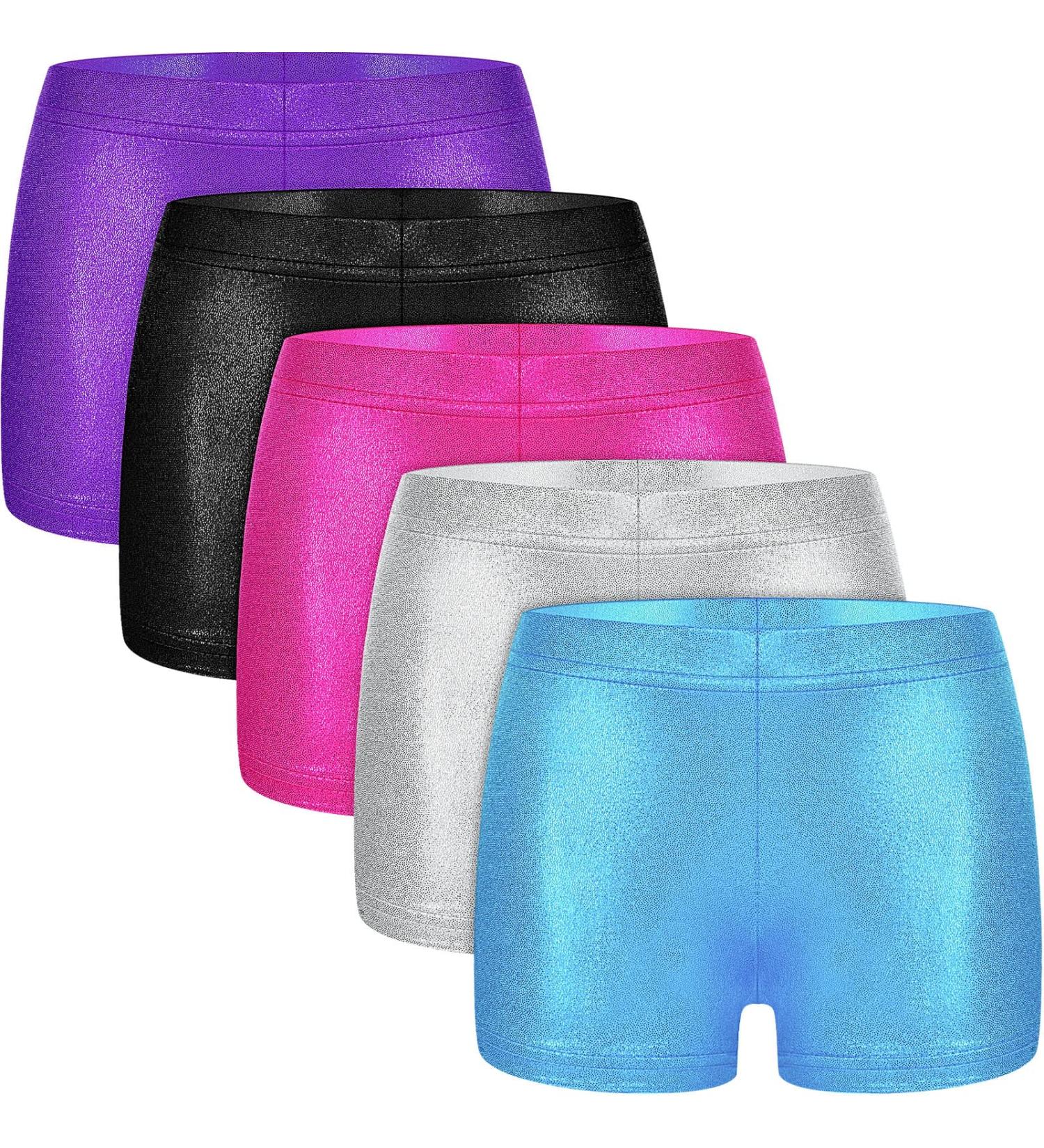 5 Pack Girls Gymnastics & Ballet Dance Shorts - Metallic Shorts for 6-9 Year Olds - Buy Online on GoSupps.com