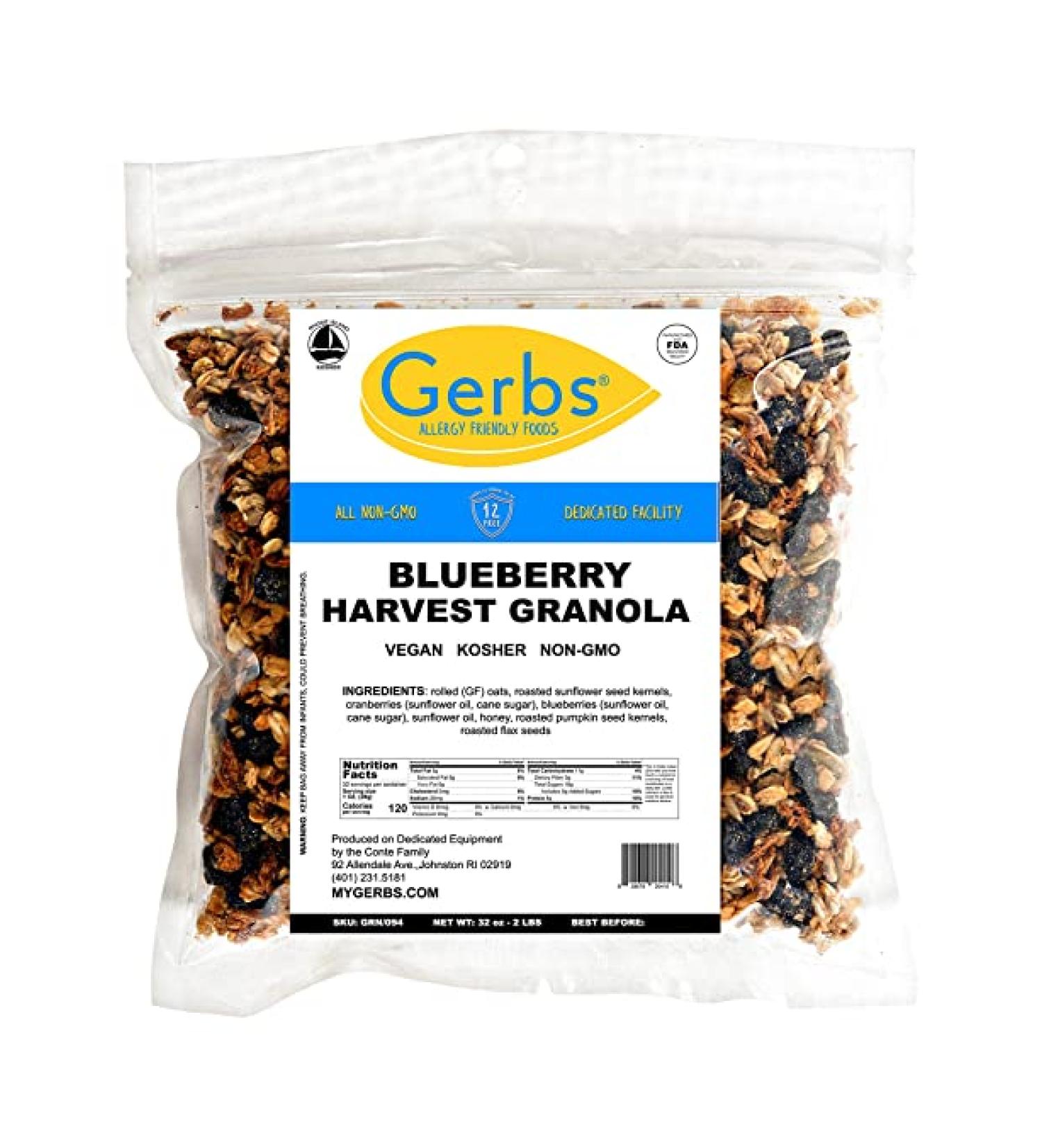 GERBS Dried Blueberry Harvest Granola - 32oz Allergy-Free, Non-GMO Snack - Buy Online on GoSupps.com