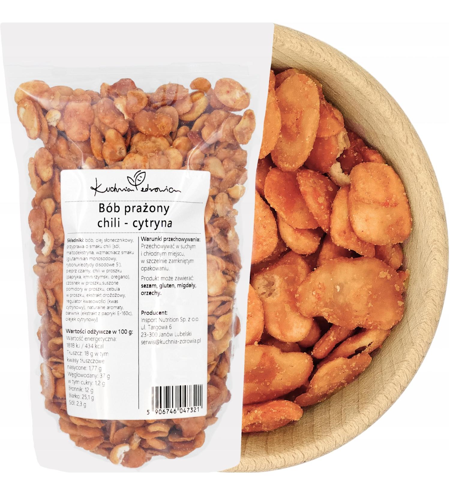  Kuchnia Zdrowia Roasted Bean Chips Lemon Chili Flavour Vegetable and Protein Salty Snack Natural and Crunchy | KUCHNIA ZDROWIA (250g) - Buy Online on GoSupps.com