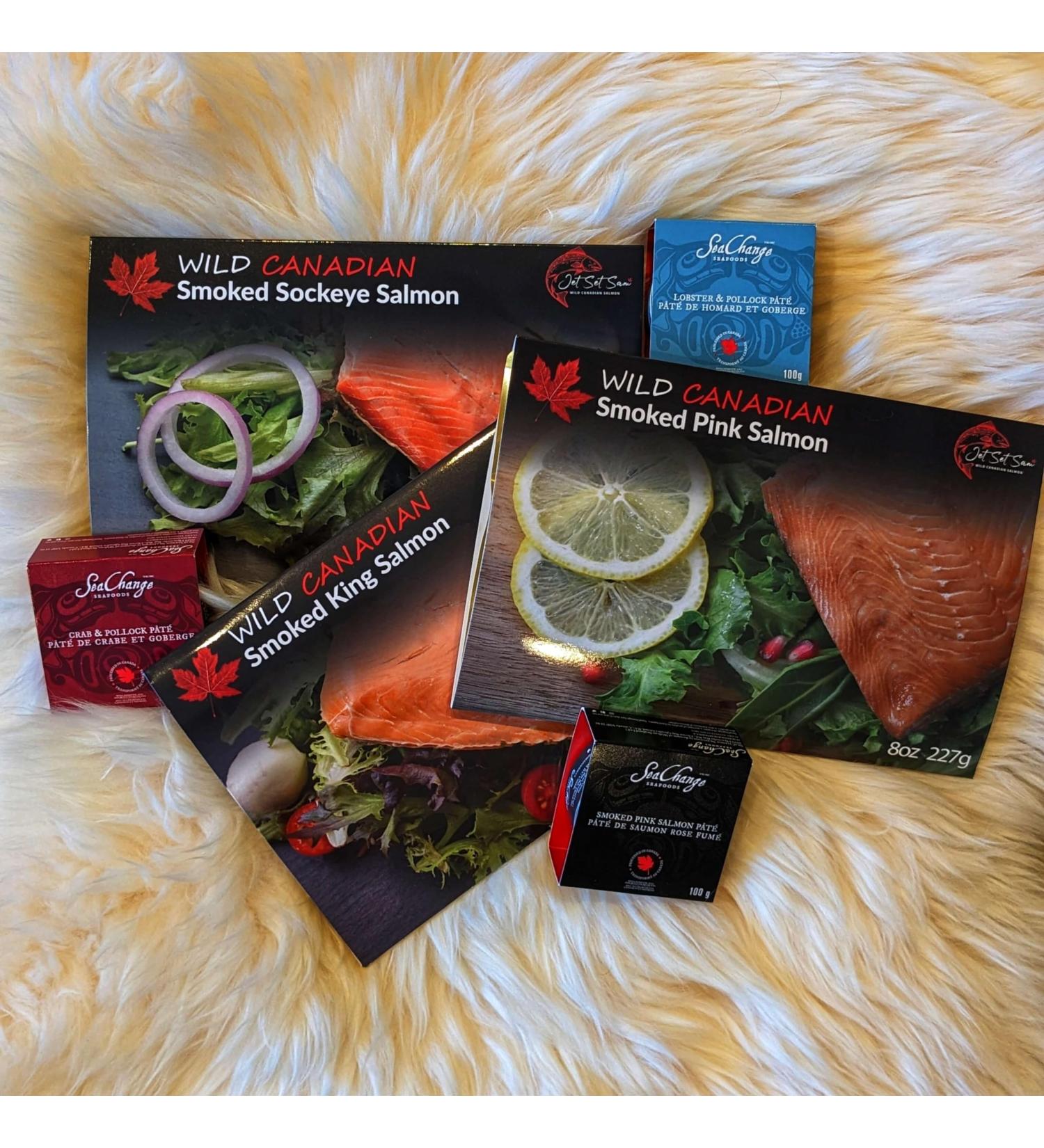 Smoked Salmon Food Gift Pack Featuring Wild Canadian Smoked Salmon with Lobster Crab and Salmon Pate | Food Gift Box - Buy Online on GoSupps.com