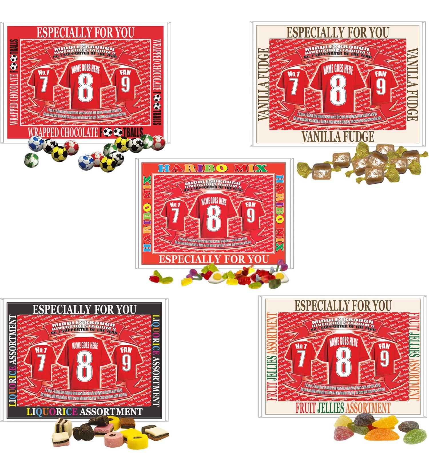 Middlesbrough Football Shirt Personalised Gift Boxed Sweets Variety - Buy Online on GoSupps.com