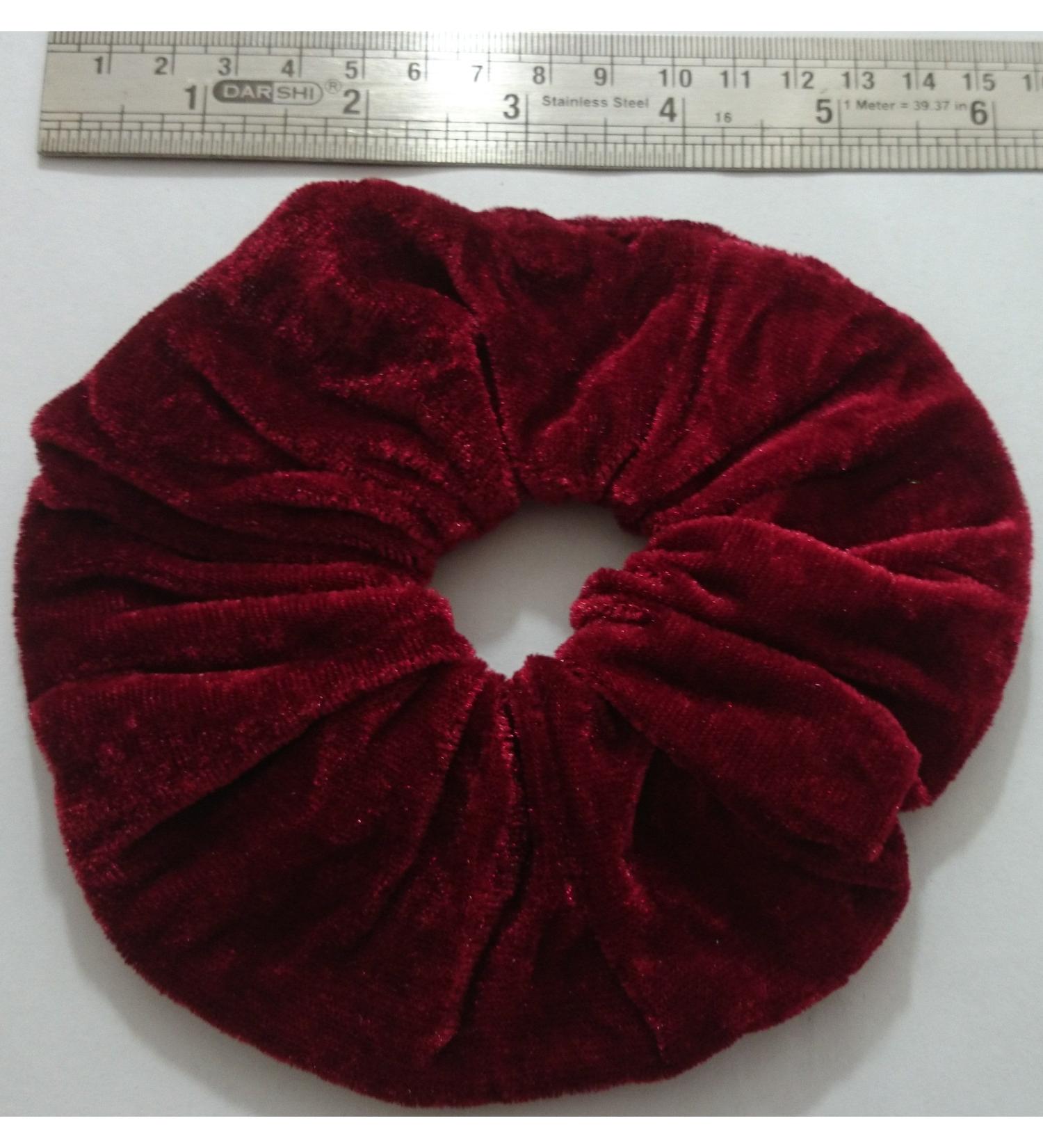 Aadya PAIR OF EXTRA LARGE (15CM) VELVET HAIR SCRUNCHIES ELASTIC SCRUNCHY HAIR BOBBLES (MARRON)