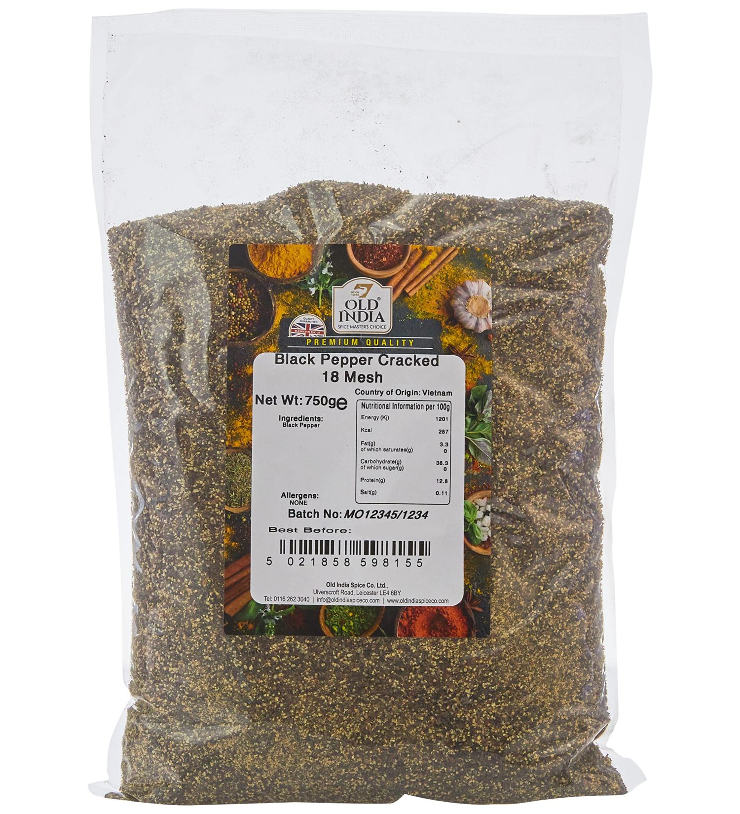 Old India Black Pepper Cracked 18 Mesh 750g - Premium Quality Spices - Buy Online on GoSupps.com