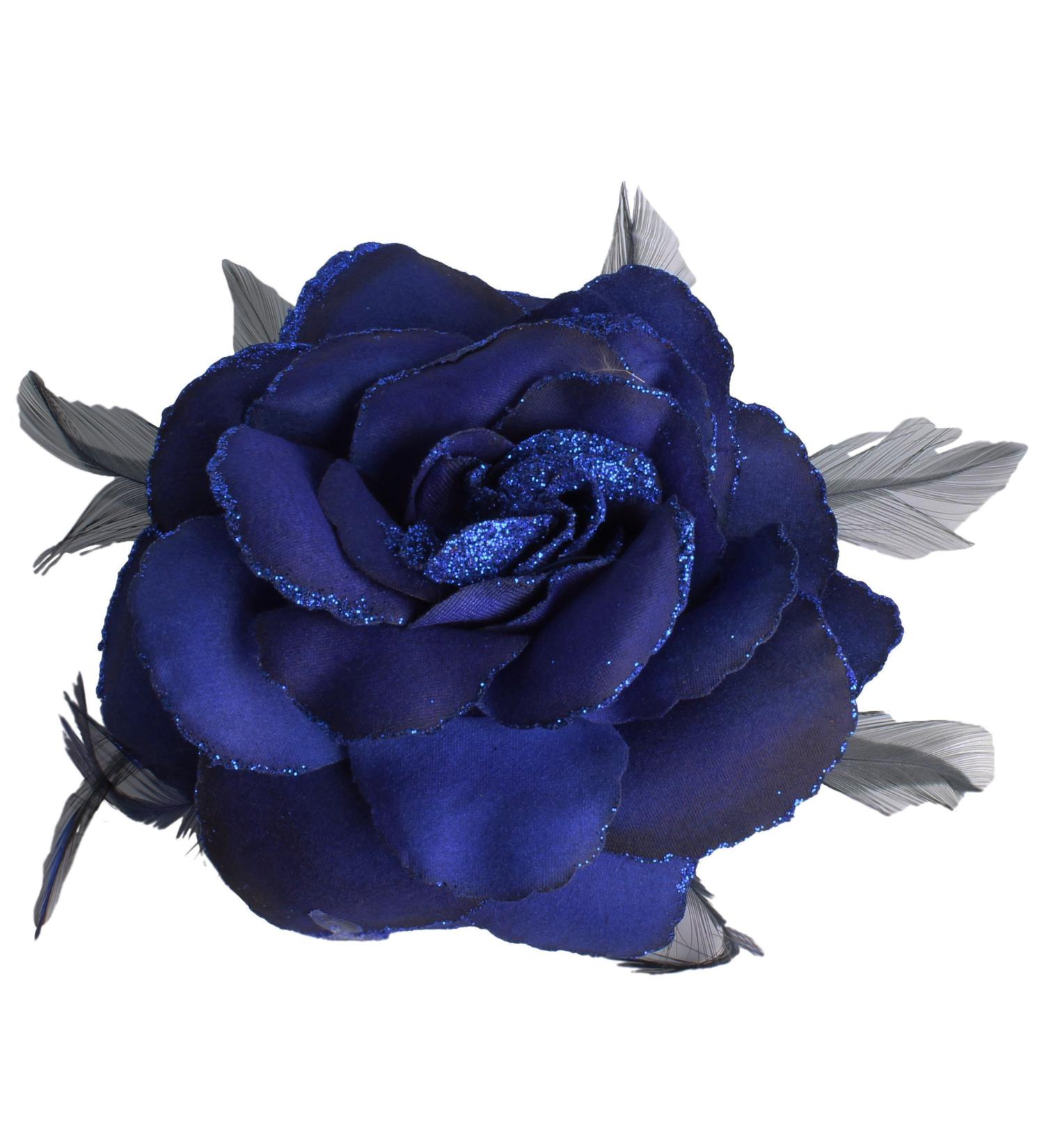 Royal Blue Rose Hair Clip Large Rose Fascinator Flower Hair Clip Blue Hair Accessories Clips Elastic Wedding Hair Flower 1pc