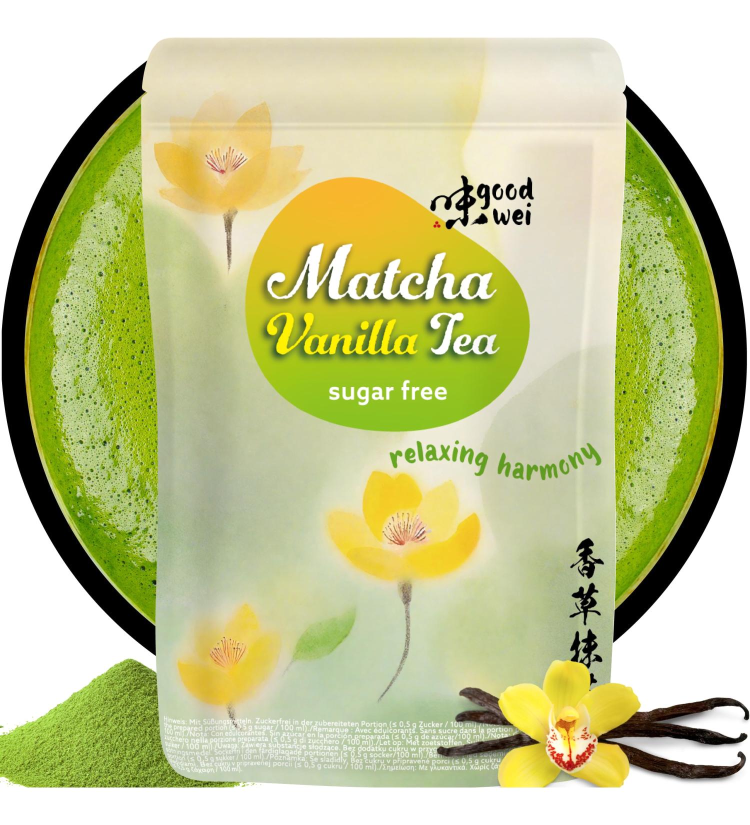  good wei Matcha La Vanille Fine & Sweet Green Tea | Organic Matcha Powder with Vanilla & Stevia | Antioxidants & Natural Energy Id - Buy Online on GoSupps.com