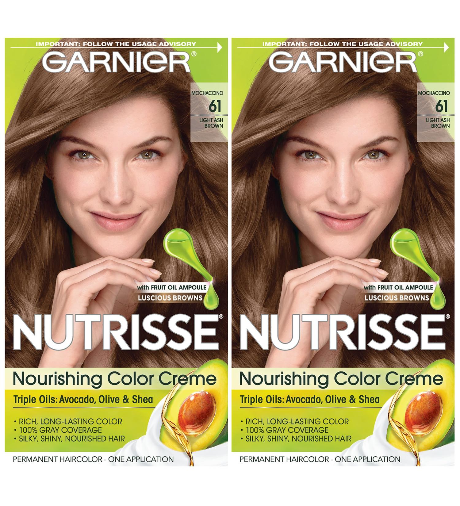 Garnier Nutrisse Nourishing Creme 61 Light Ash Brown Hair Dye 2-Pack - Buy Online on GoSupps.com