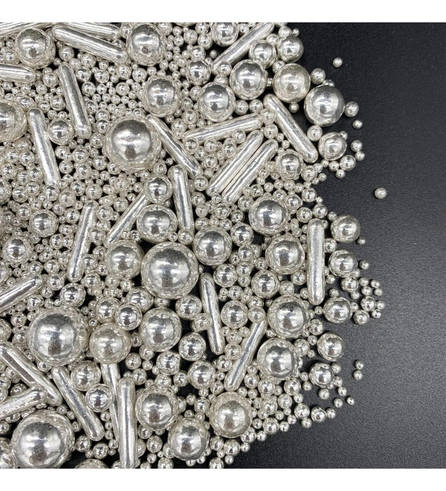 Sprinkles Silver Pearl Sugar Candy Mix - Baking Cake Decorations - Cupcake Toppers - Cookie Decorating - 120g Shaker Jar for Ice Cream, Celebrations, Wedding Showers, Parties - Buy Online on GoSupps.com