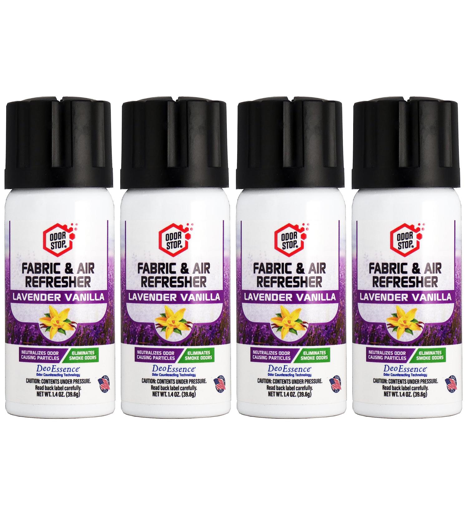 4-Pack ODOR STOP Fabric & Air Refresher - Lavender & Vanilla | 1.4 oz | Refresh Your Home International Shipping - Buy Online on GoSupps.com