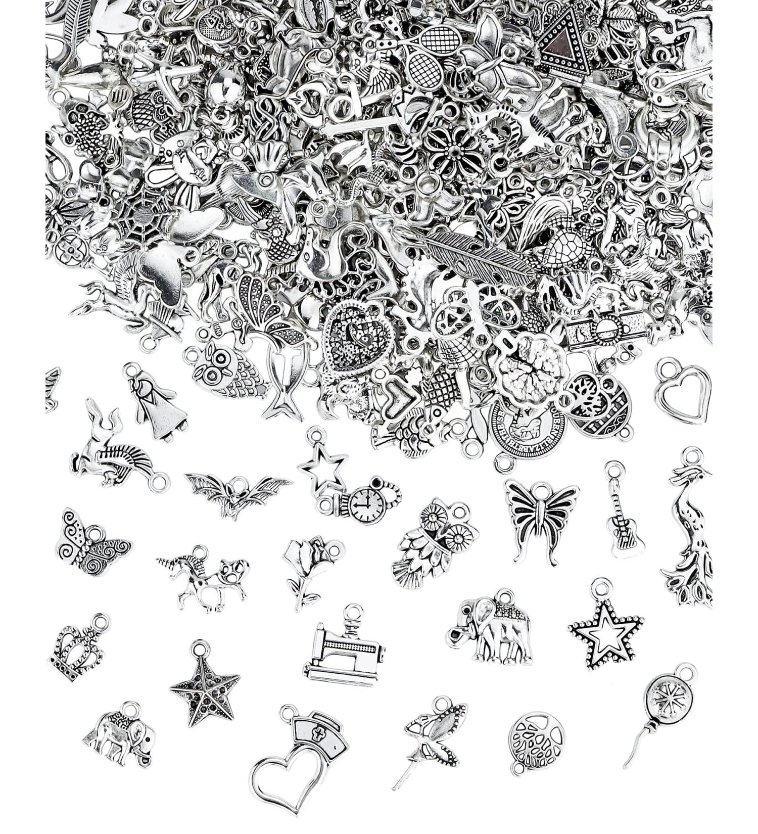 JIALEEY 400 PCS Tibetan Silver Charms Pendants for DIY Bracelet Necklace Jewelry Making - Wholesale Bulk Lots for Crafting - Buy Online on GoSupps.com