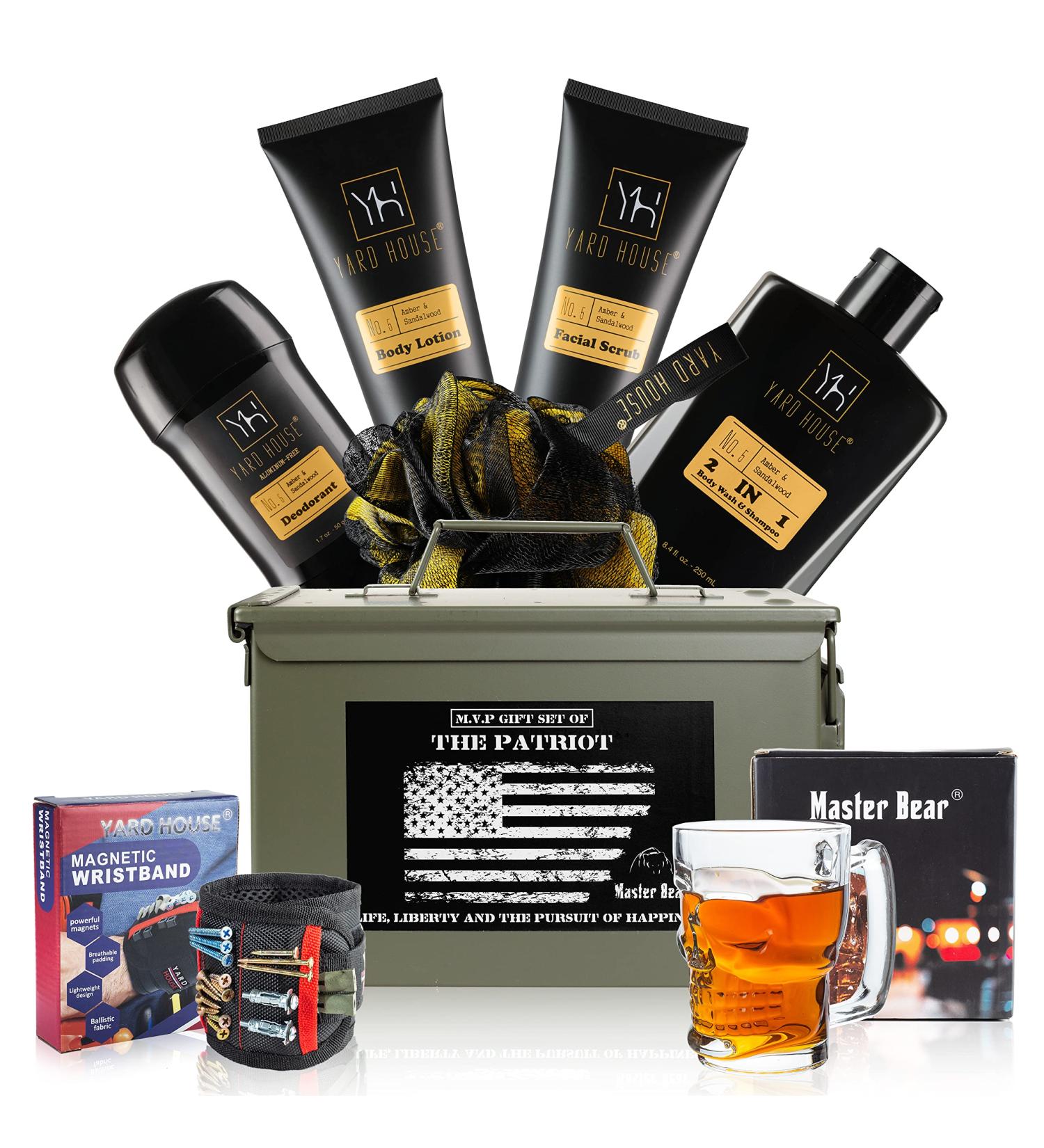 MASTER BEAR Ammo Can Gift Set for Men | Unique Birthday & Father's Day Gifts | Glass Mug Wristband Sandalwood Amber Bath & Body Essentials - Buy Online on GoSupps.com