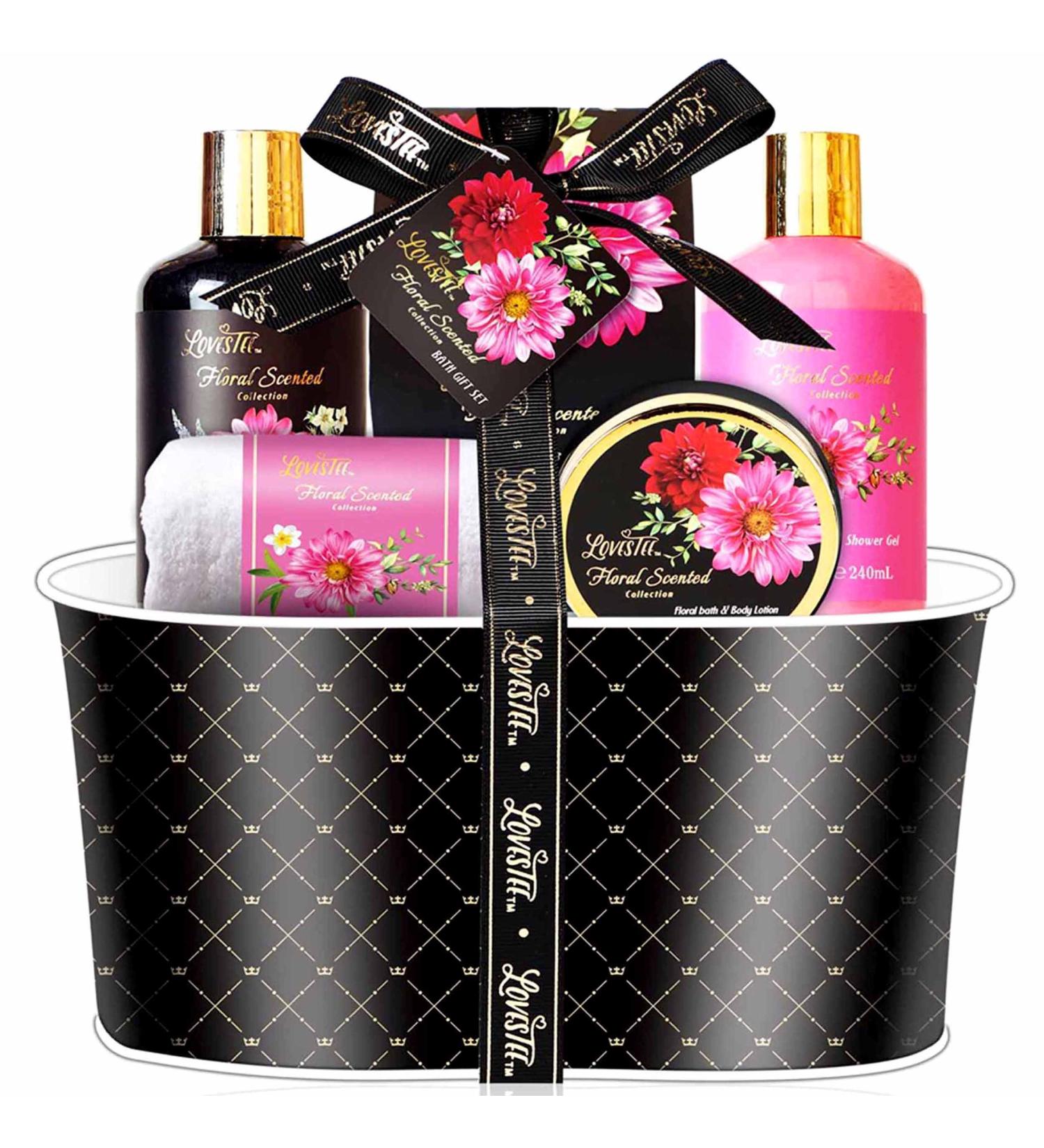Lovestee Christmas Spa Gift Basket for Women - Floral Bath & Body Set | Perfect Birthday Gift with Shower Gel Body Lotion Bubble Bath & Hand Lotion - Buy Online on GoSupps.com