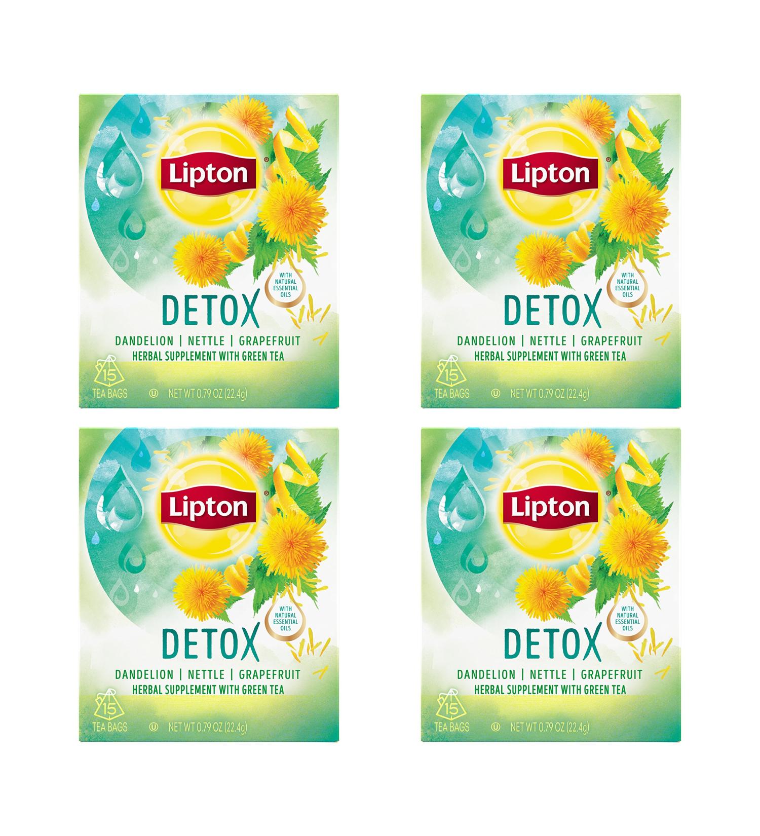Lipton Herbal Green Tea Detox Supplement - Pack of 4, 15 Ct Each - Buy Online on GoSupps.com