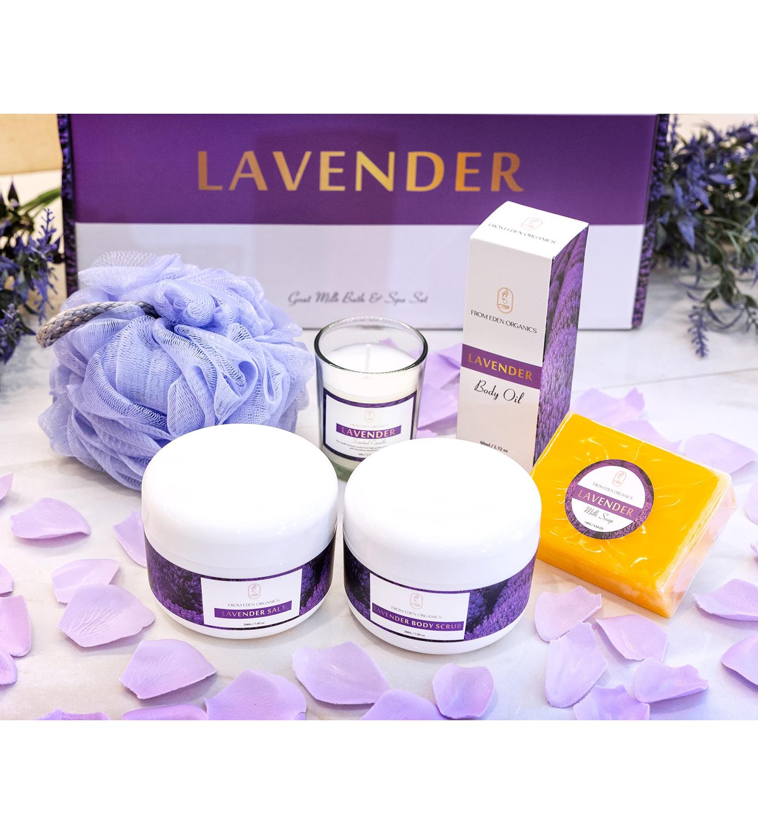 Eden Organics Spa Gifts for Women | 7pcs Skin Care Set | Lavender Infused | Complete Goat Milk Gift Set for Wife & Mom - Buy Online on GoSupps.com