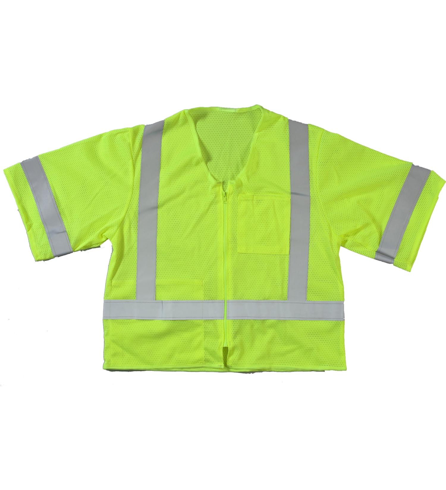 High Visibility ANSI Class 3 Mesh Safety Vest with Zipper Closure and Pockets 4X-Large/5X-Large Lime