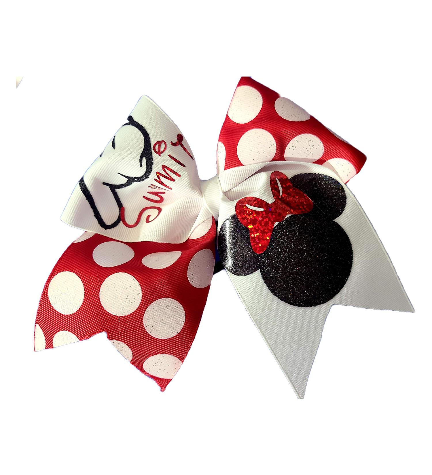 Cheer bows White and Minnie polkadot Summit Hair Bow