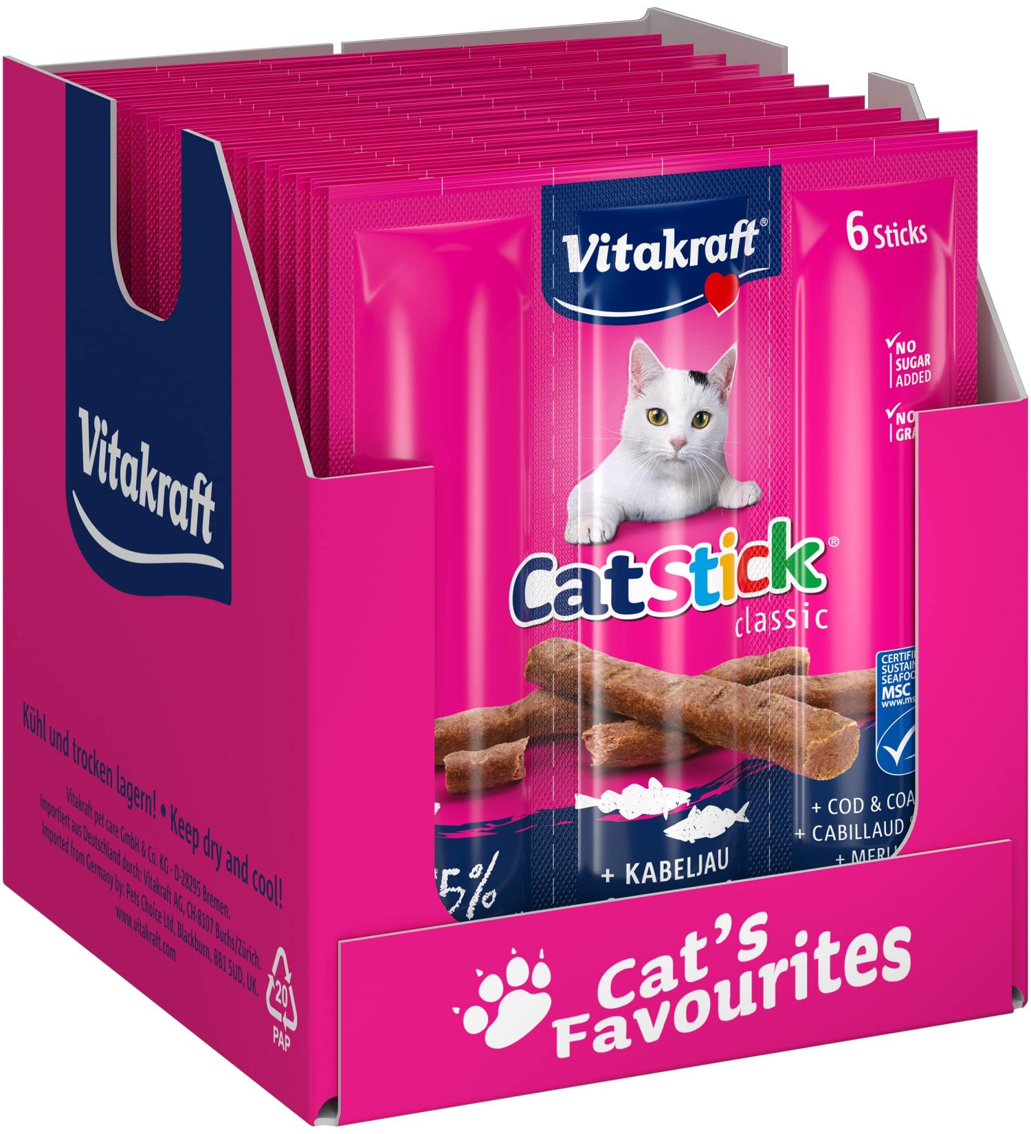 Vita Power Cat Stick Classic - Fleshy Cod & Pollock Cat Treats Sugar-Free Storage Size (10x6 pcs 36g) - Buy Now! - Buy Online on GoSupps.com