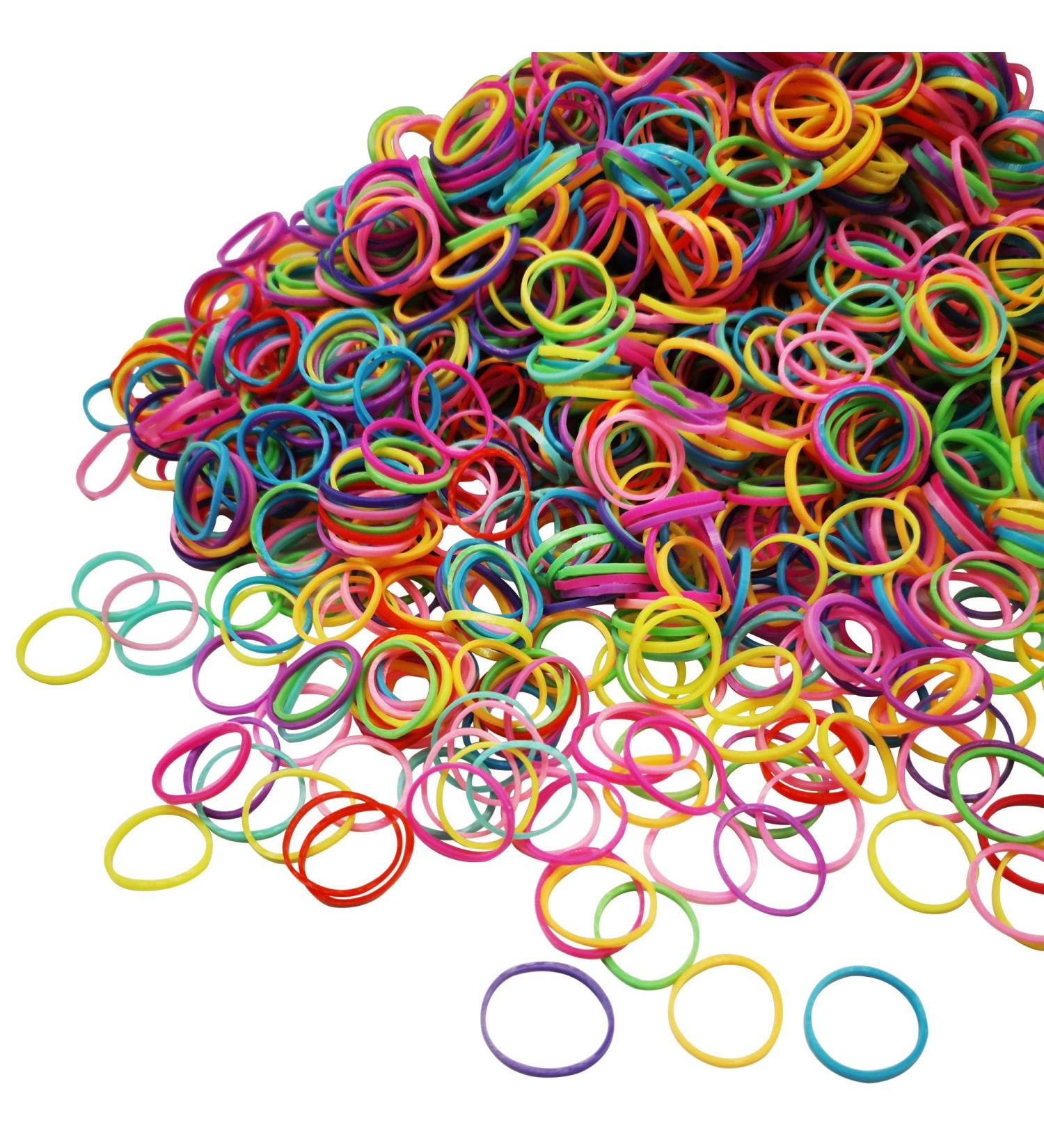 Mini Rubber Bands Soft Elastic Premium Bands for Kids Hair, Braids, Wedding Hairstyle (1000 pcs, Multicolor) - Buy Online on GoSupps.com