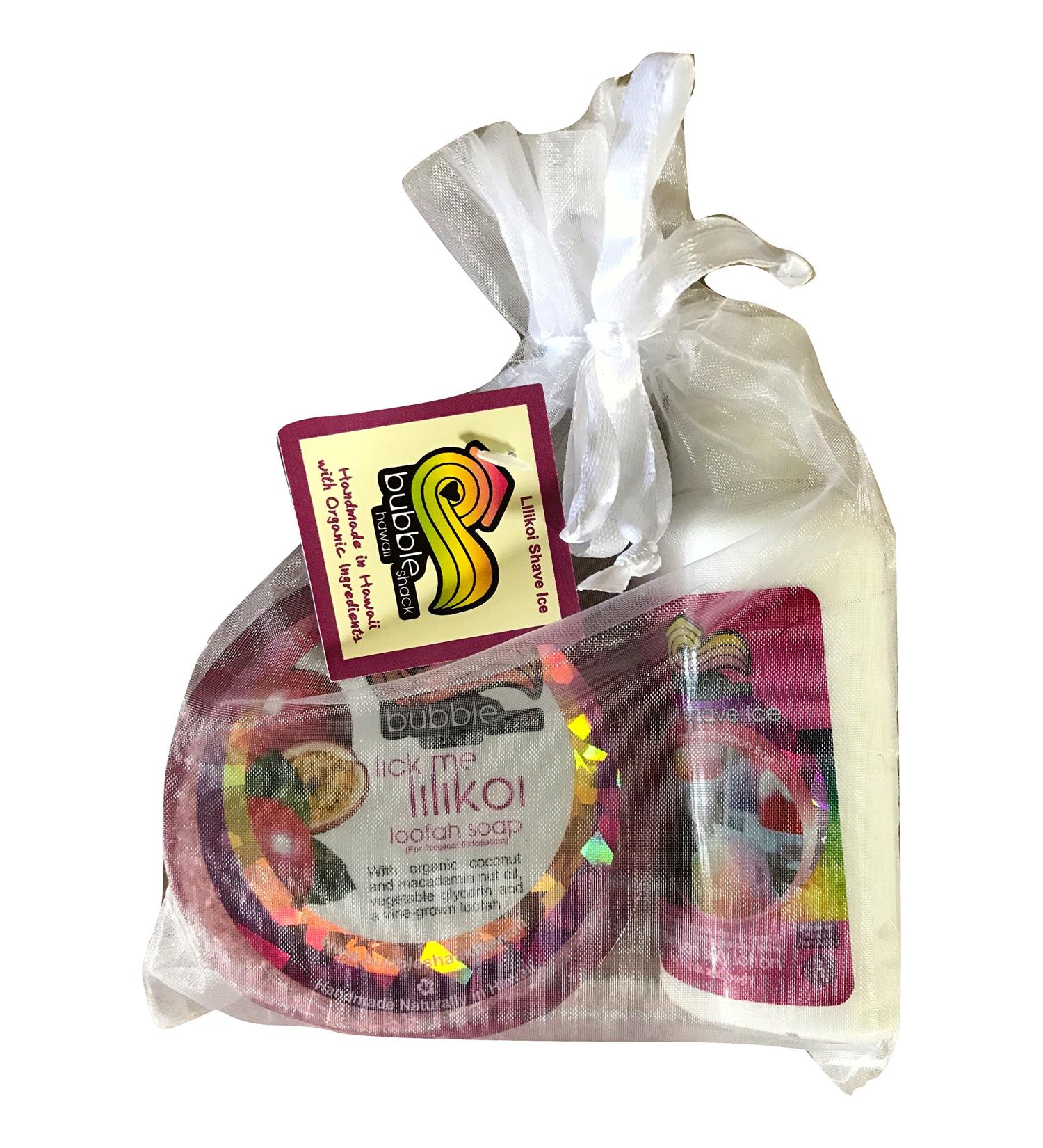 Bubble Shack Hawaii Lilikoi Shave Ice Mini Lotion and Loofah Soap Gift Set