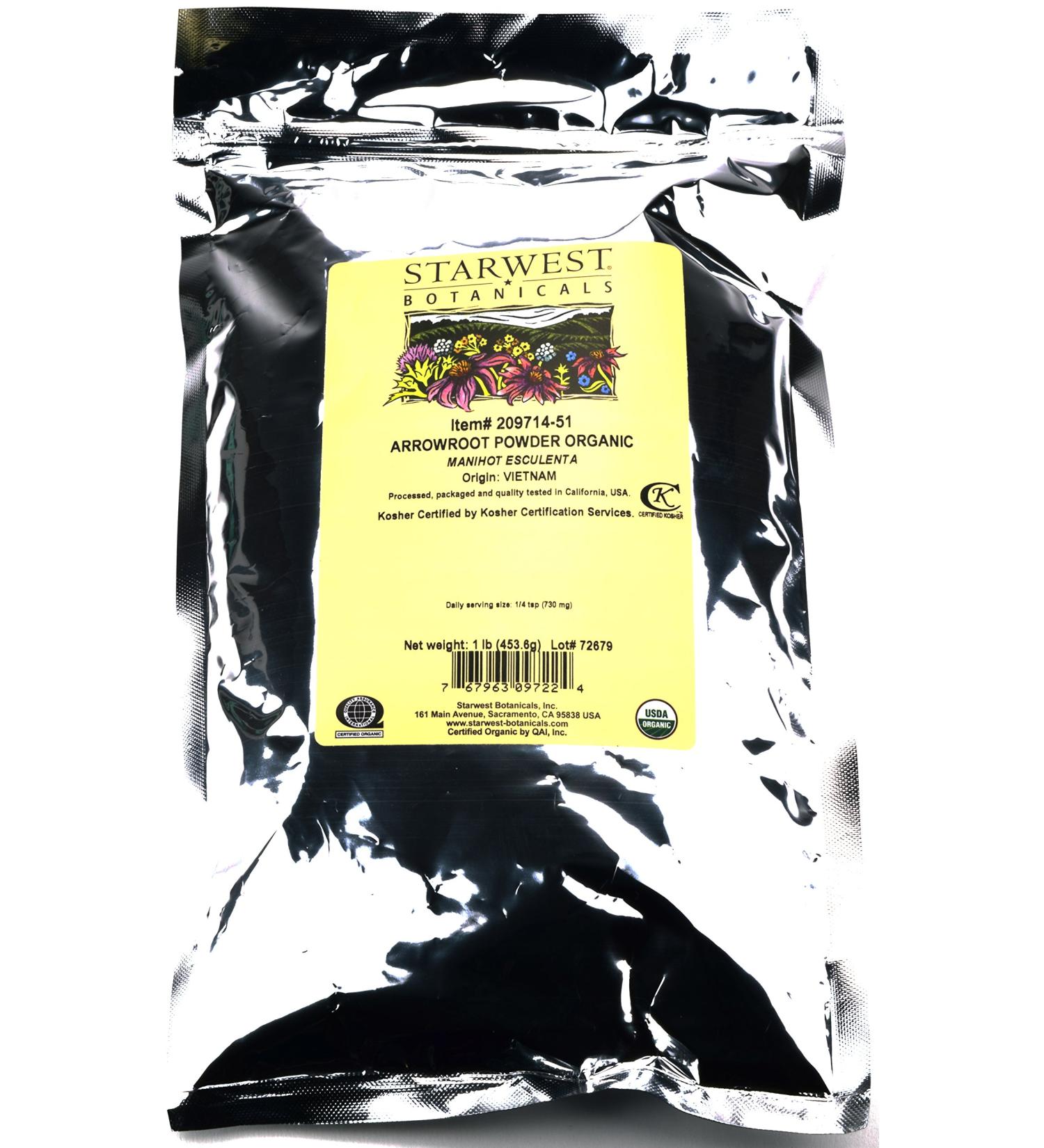 Starwest Botanicals Organic Arrowroot Powder - 1 Pound (16 oz)